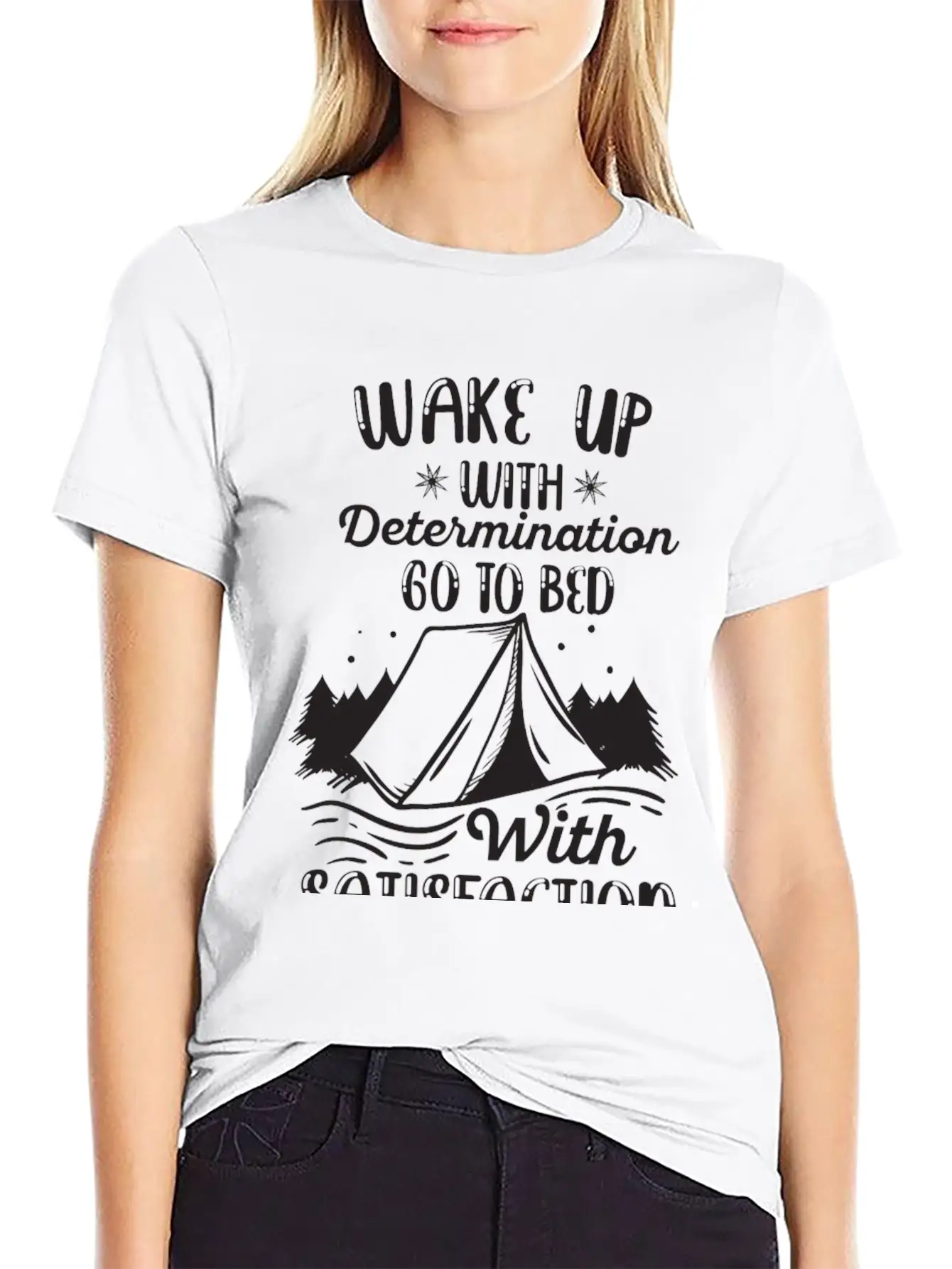 WAKE UP WITH DETERMINATION Basic Graphic T-Shirt – Daily Comfort In Soft Cotton