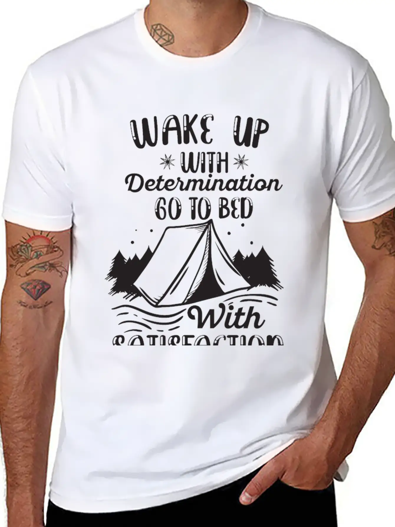 WAKE UP WITH DETERMINATION Basic Graphic T-Shirt – Daily Comfort In Soft Cotton