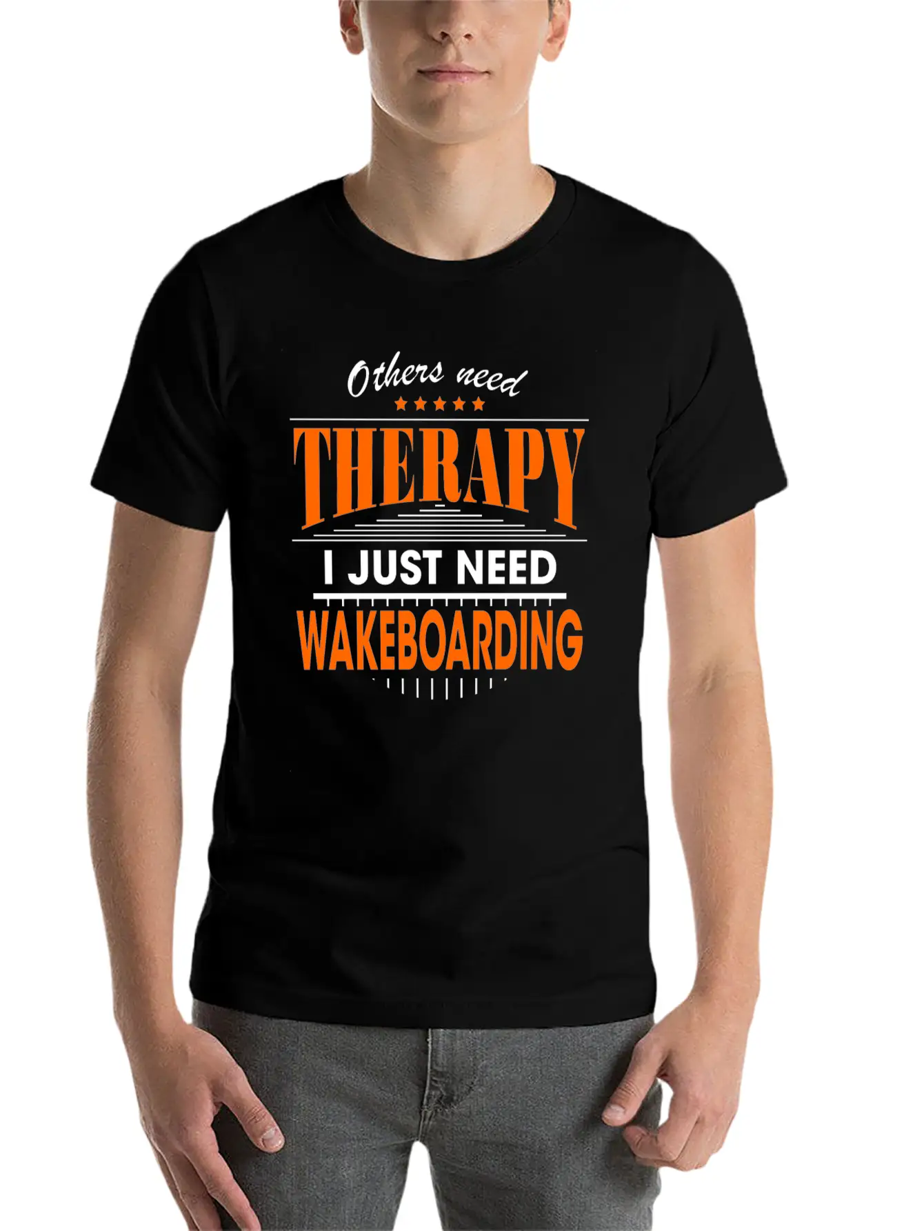 Wakeboarding Is My Therapy Lightweight Cotton T-Shirt – Daily Comfort Graphic Shirt