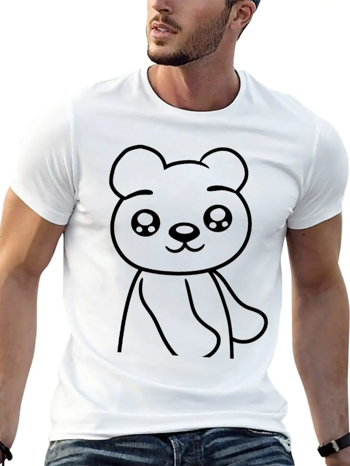 Walk Sweet Cute Comic Cartoon Standing Teddy Bear Relaxed Everyday Tee – Lightweight And Durable Cotton