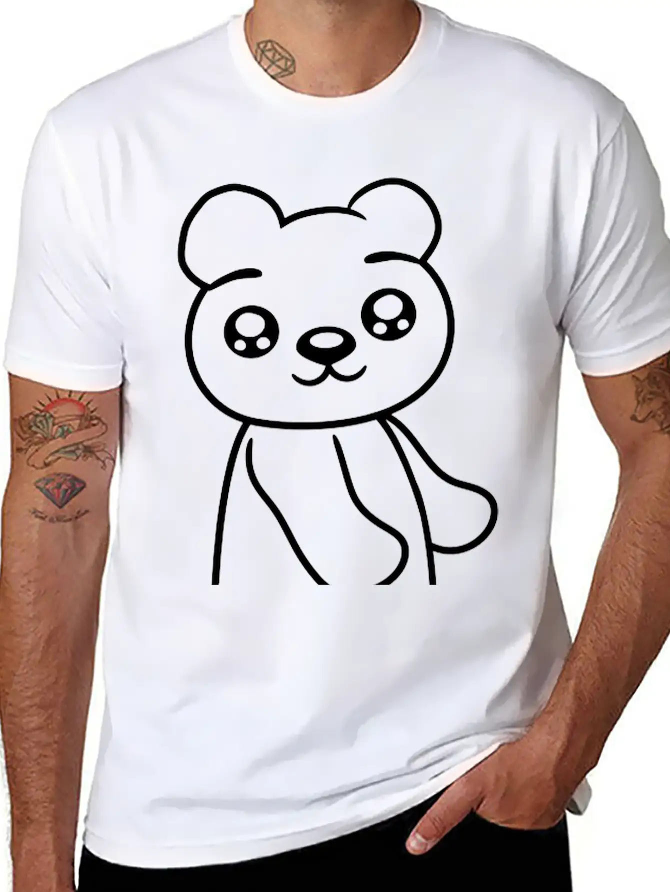 Walk Sweet Cute Comic Cartoon Standing Teddy Bear Soft Cotton Short Sleeve Tee – Unisex Wardrobe Staple