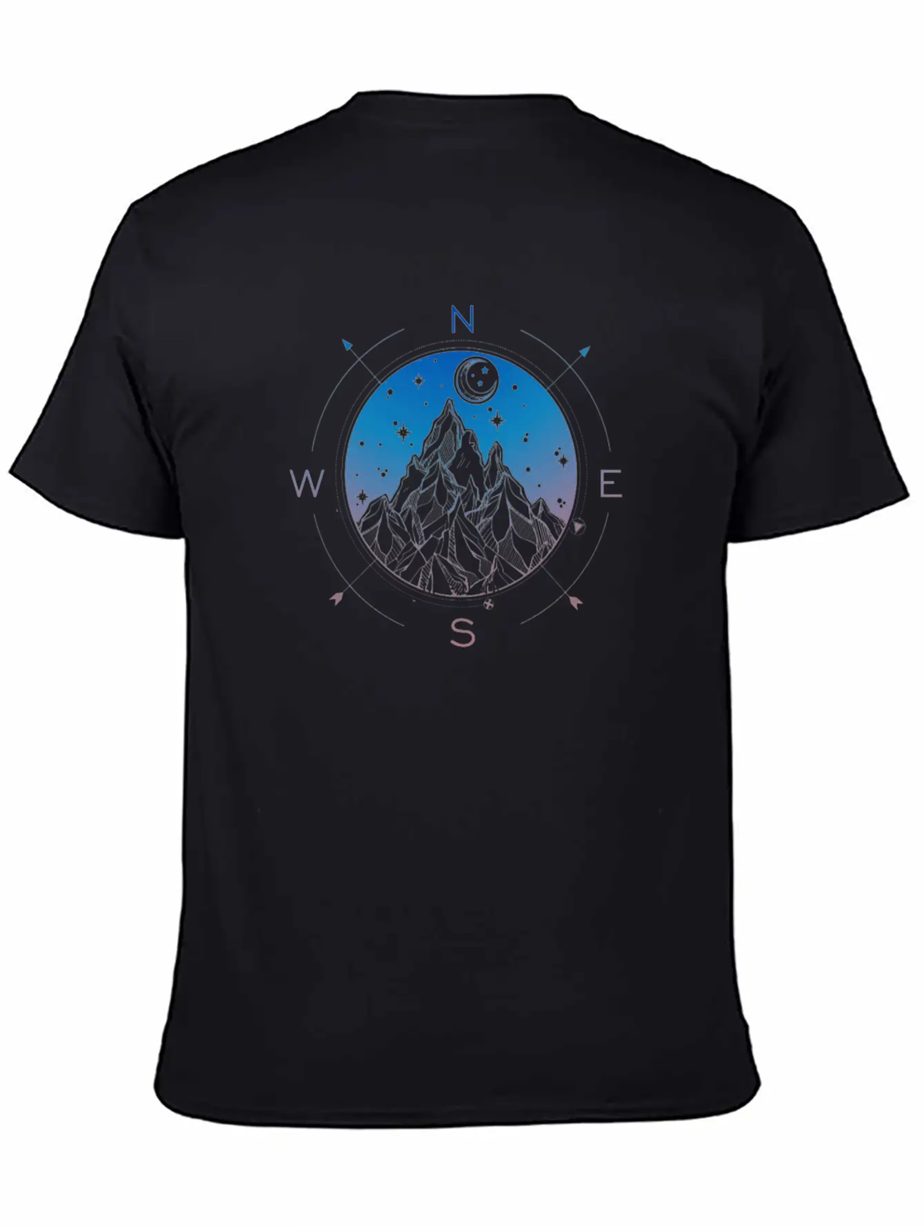 Wanderlust Tattoo Of Hand Drawn Mountain Wind Comp Modern Fit Casual T-Shirt ��� Clean And Versatile Design