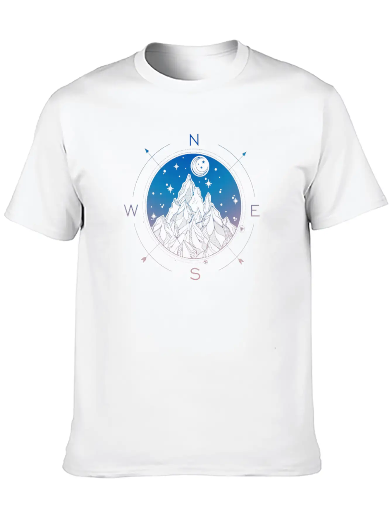 Wanderlust Tattoo Of Hand Drawn Mountain Wind Comp Modern Fit Casual T-Shirt ��� Clean And Versatile Design