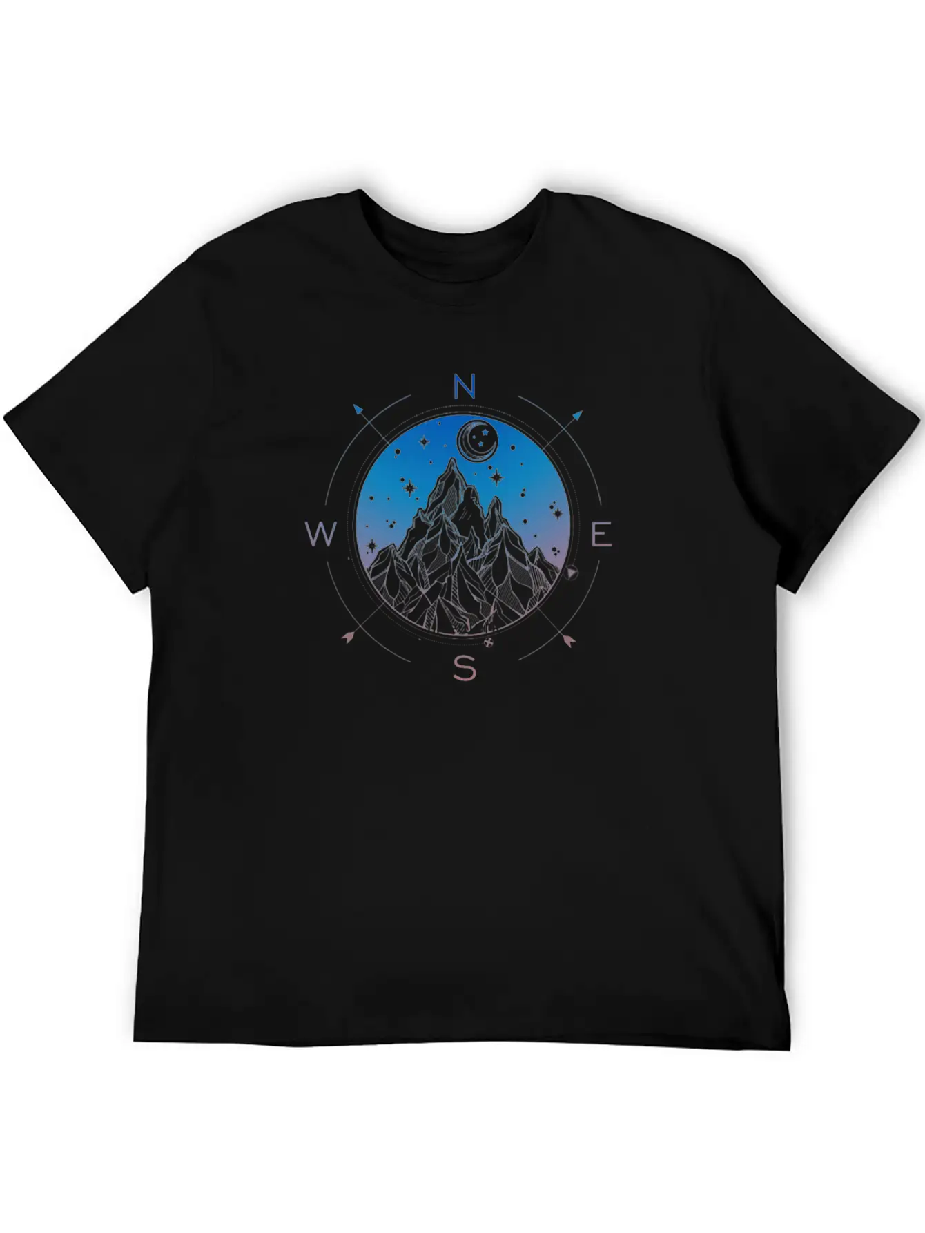 Wanderlust Tattoo Of Hand Drawn Mountain Wind Comp Modern Fit Casual T-Shirt ��� Clean And Versatile Design