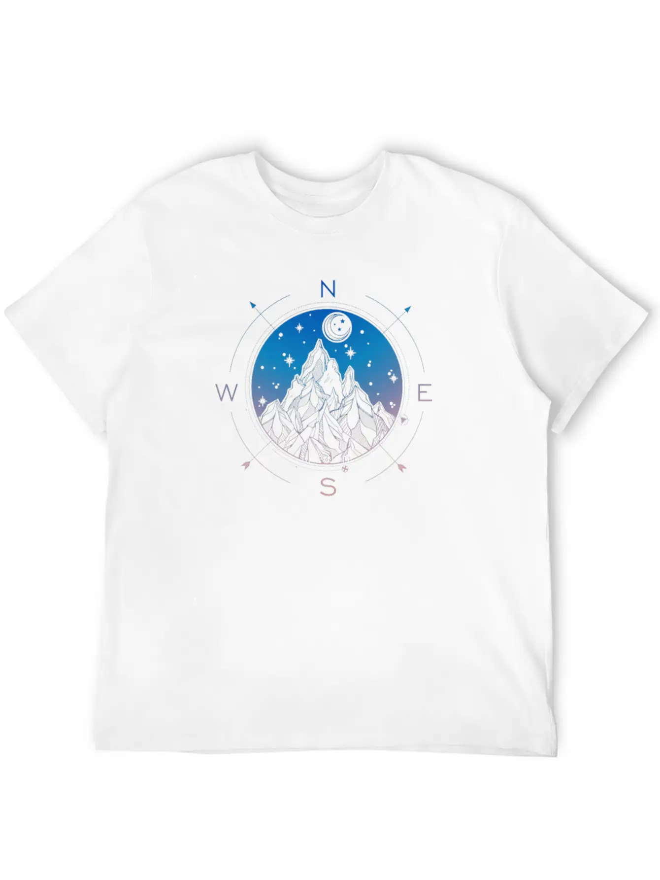 Wanderlust Tattoo Of Hand Drawn Mountain Wind Comp Modern Fit Casual T-Shirt ��� Clean And Versatile Design