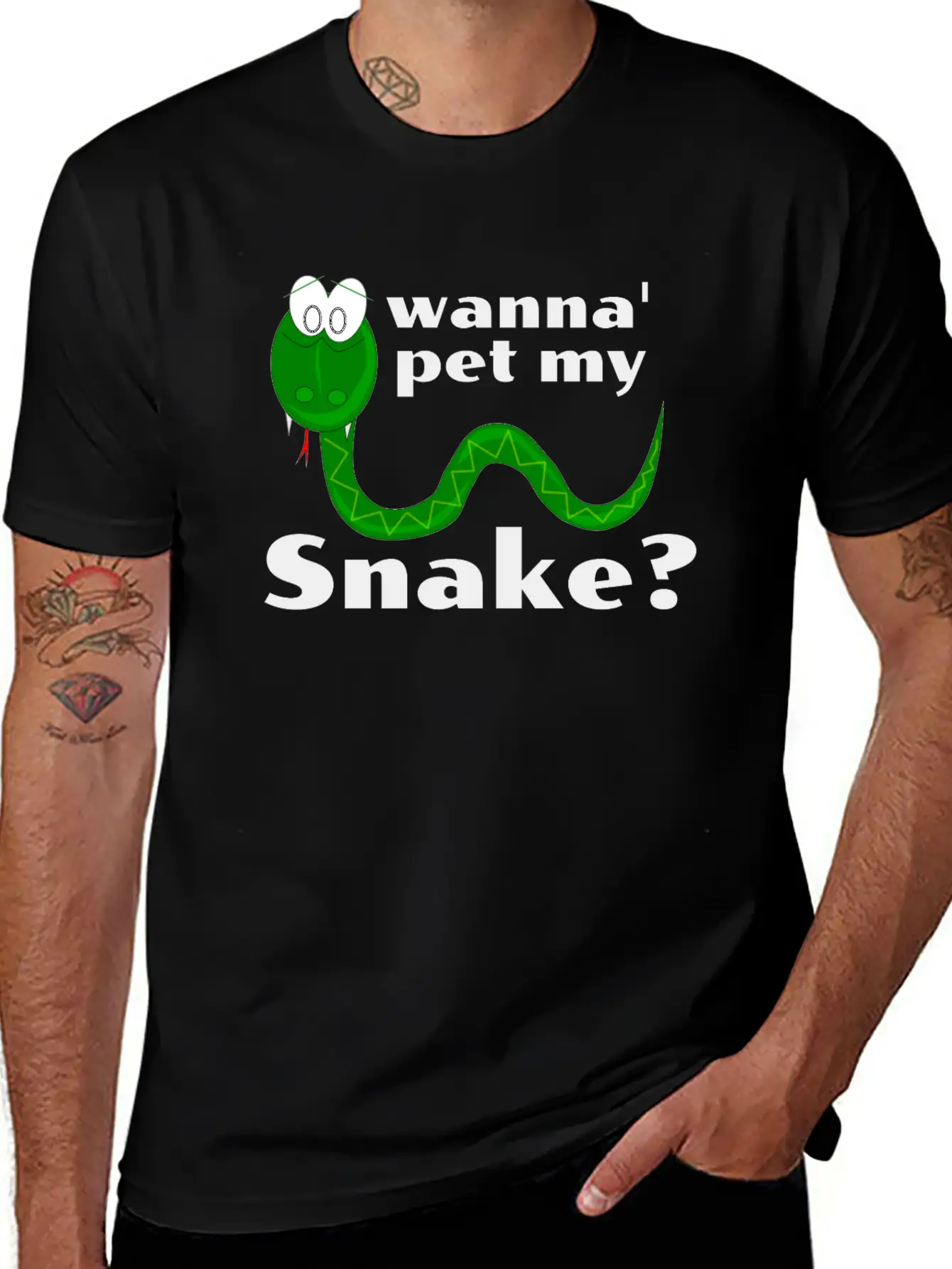 Wanna Pet My Snake? Cartoon Snake Design Modern Fit Casual T-Shirt – Clean And Versatile Design