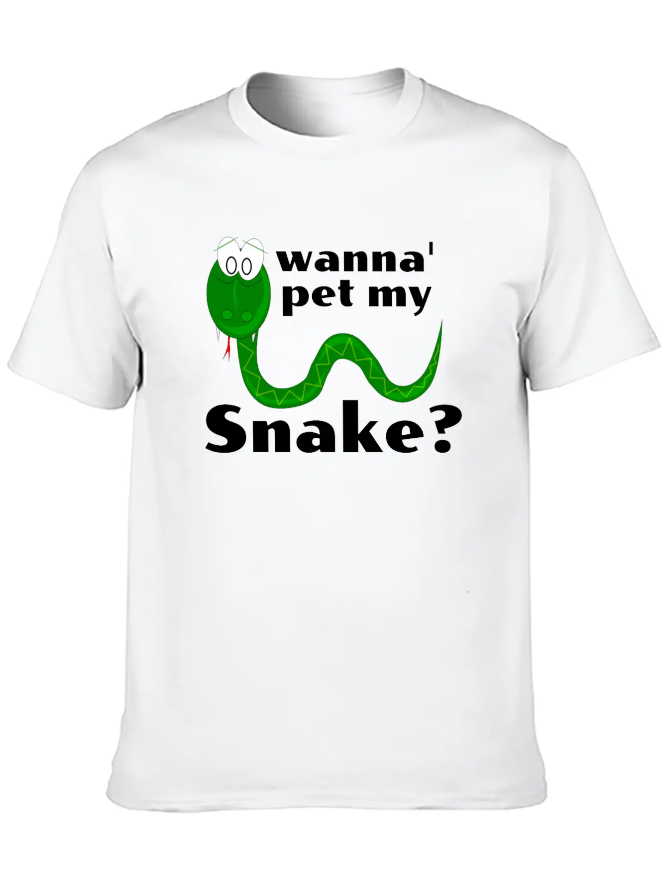 Wanna Pet My Snake? Cartoon Snake Design Modern Fit Casual T-Shirt – Clean And Versatile Design