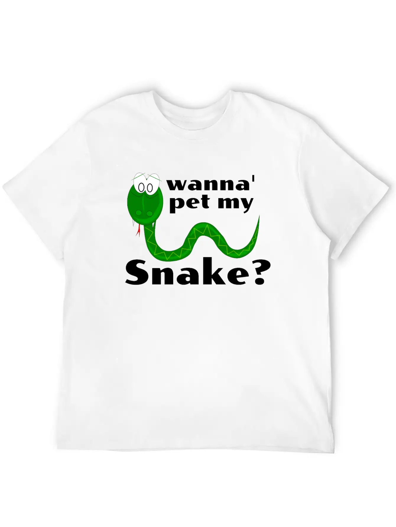 Wanna Pet My Snake? Cartoon Snake Design Modern Fit Casual T-Shirt – Clean And Versatile Design