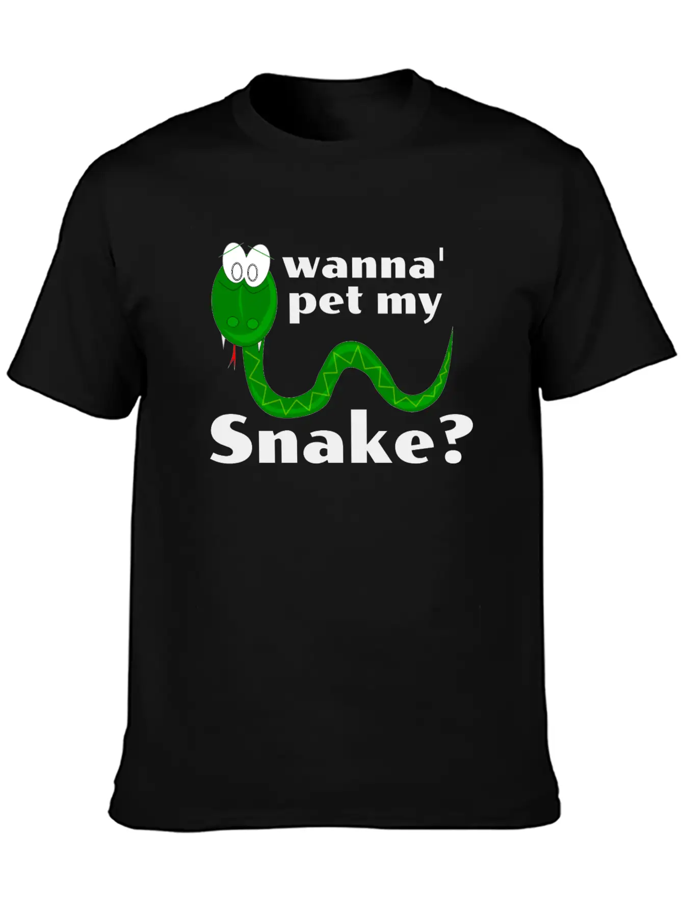 Wanna Pet My Snake? Cartoon Snake Design Modern Fit Casual T-Shirt – Clean And Versatile Design