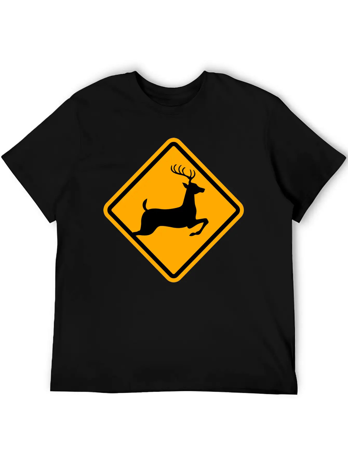 Warning: Deer On The Road Unisex Casual T-Shirt – Clean Design For Daily Comfort