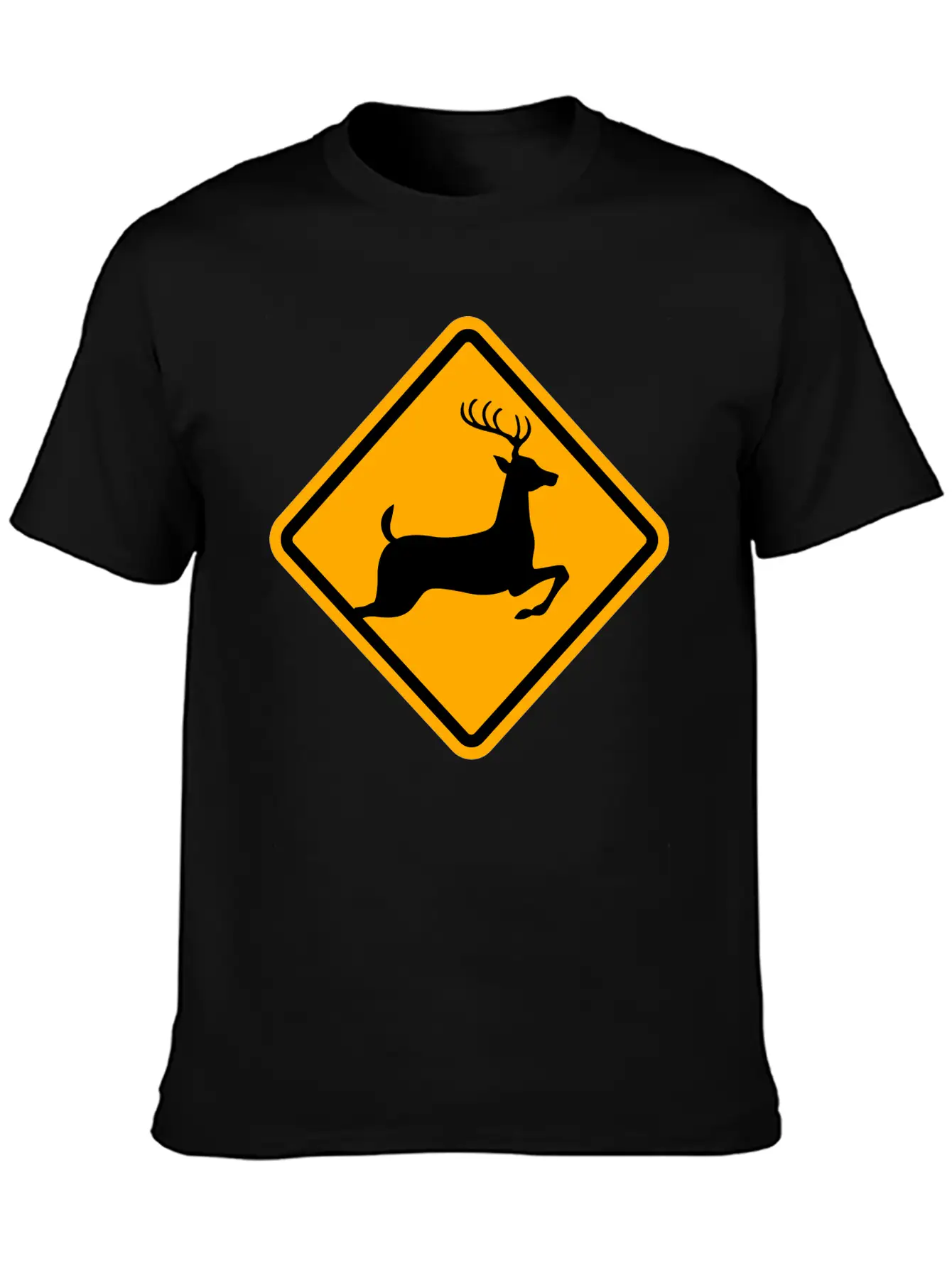 Warning: Deer On The Road Unisex Casual T-Shirt – Clean Design For Daily Comfort