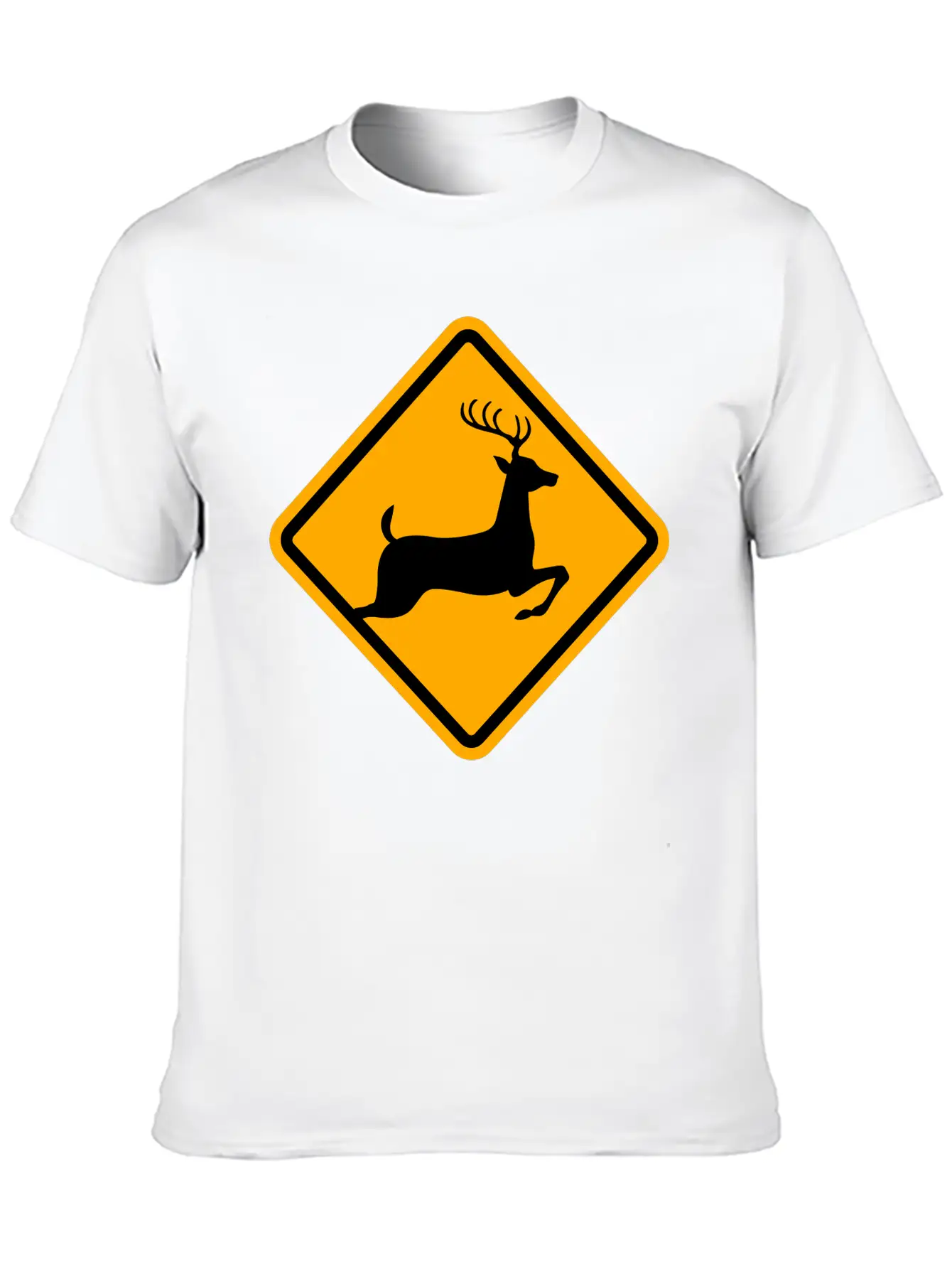 Warning: Deer On The Road Unisex Casual T-Shirt – Clean Design For Daily Comfort