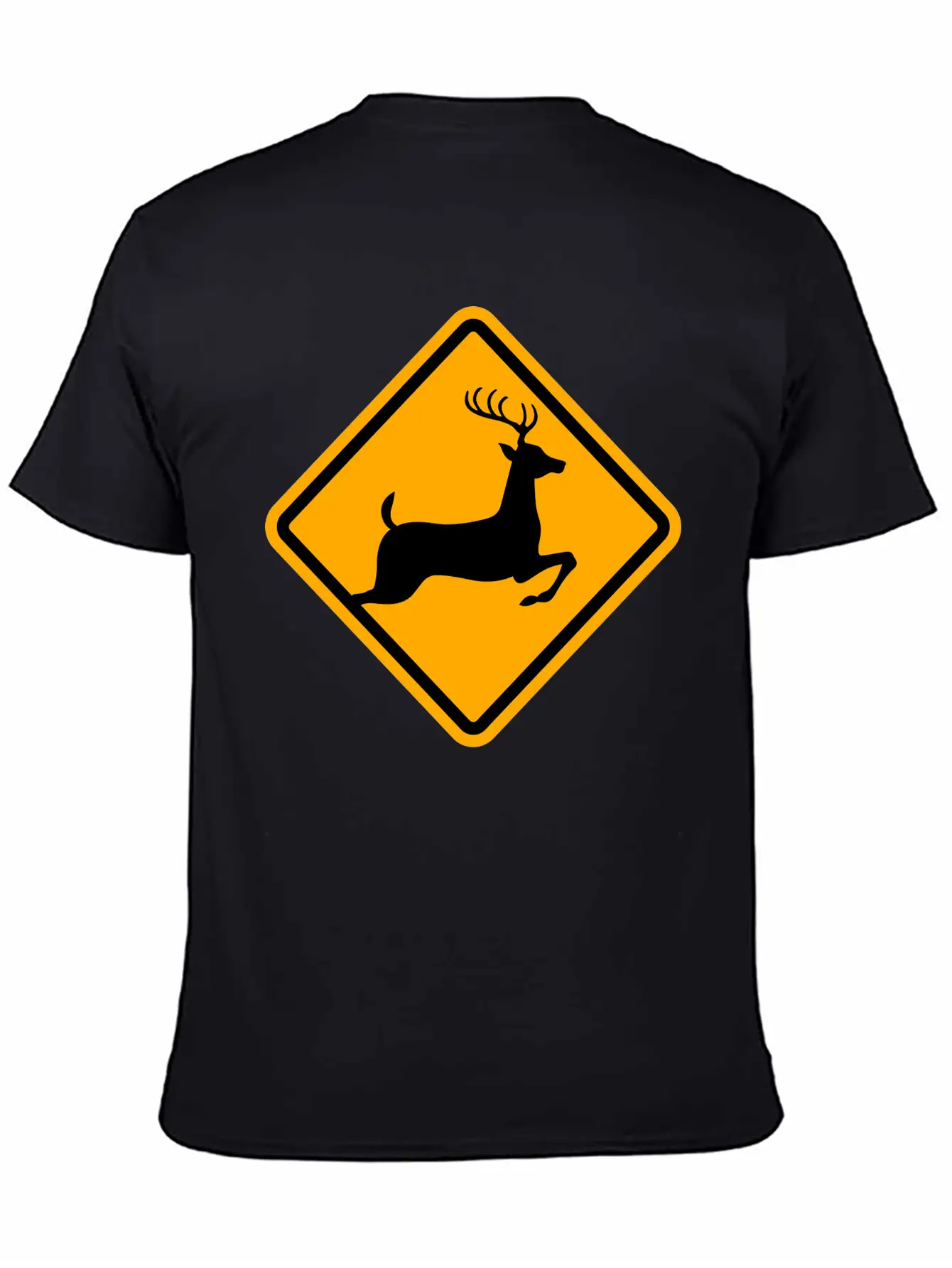 Warning: Deer On The Road Unisex Casual T-Shirt – Clean Design For Daily Comfort