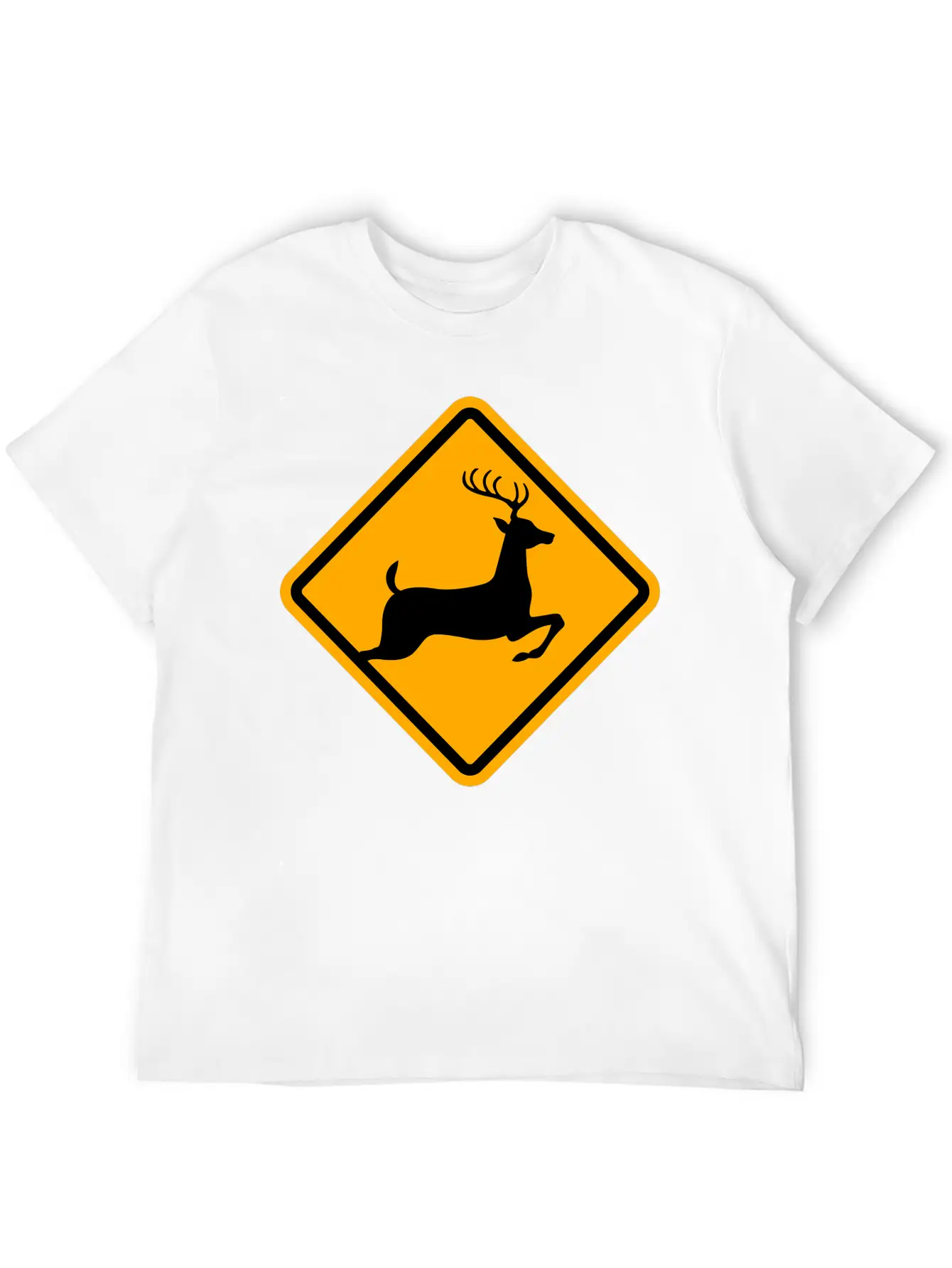 Warning: Deer On The Road Unisex Casual T-Shirt – Clean Design For Daily Comfort