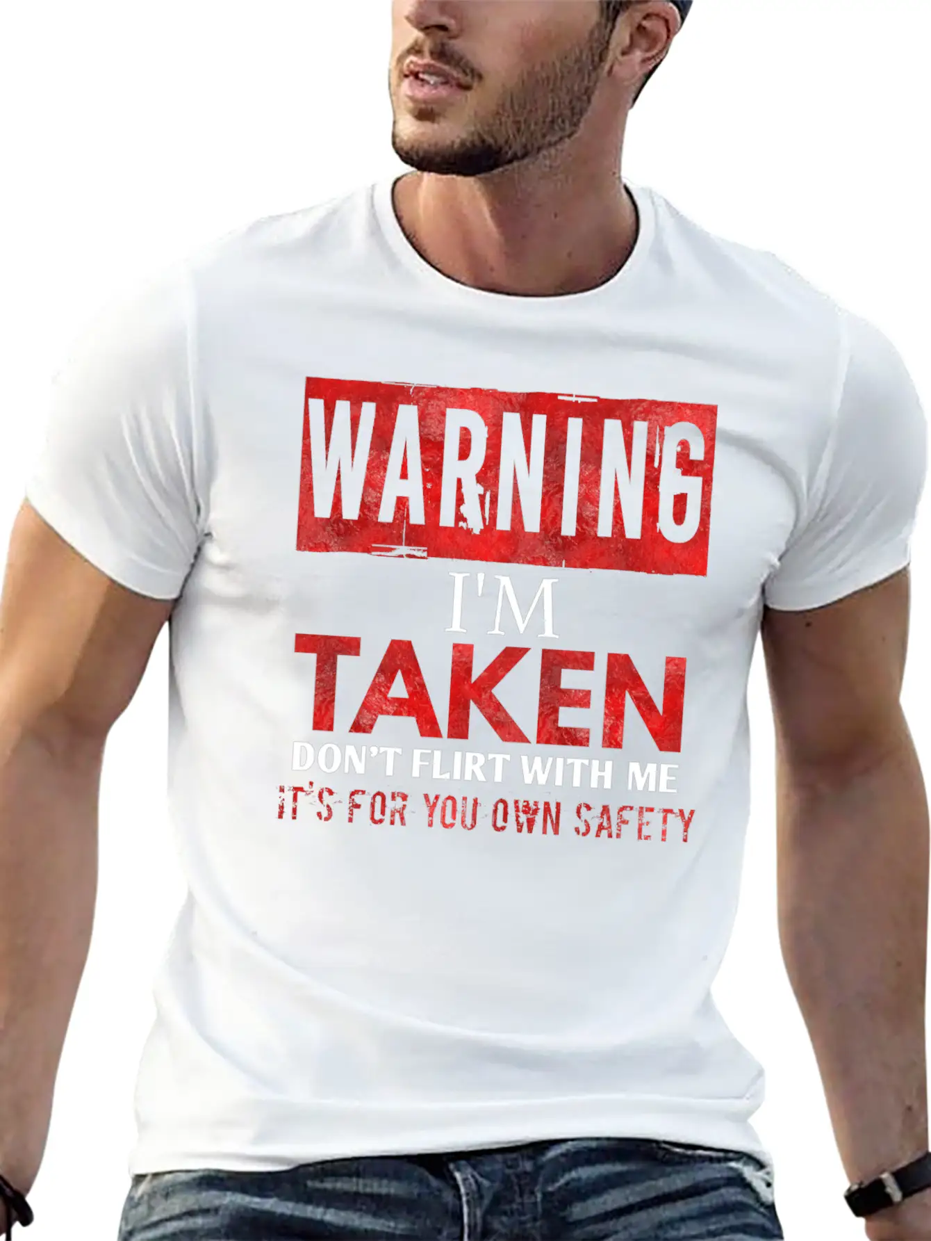 Warning I'm Taken Don't Flirt With Me Basic Graphic T-Shirt – Daily Comfort In Soft Cotton