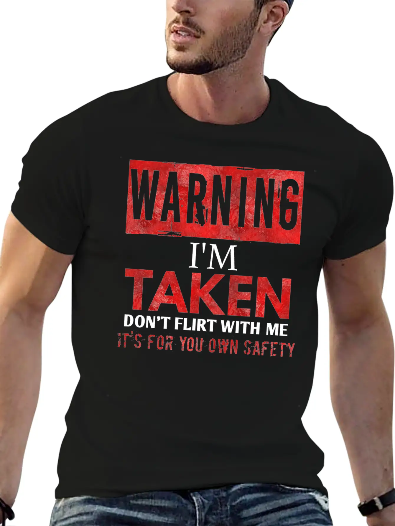 Warning I'm Taken Don't Flirt With Me Basic Graphic T-Shirt – Daily Comfort In Soft Cotton