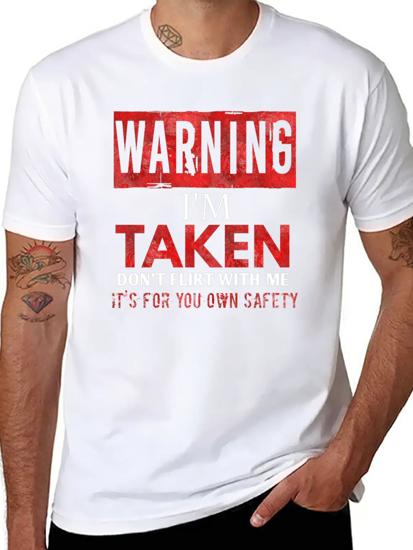 Warning I'm Taken Don't Flirt With Me Basic Graphic T-Shirt – Daily Comfort In Soft Cotton