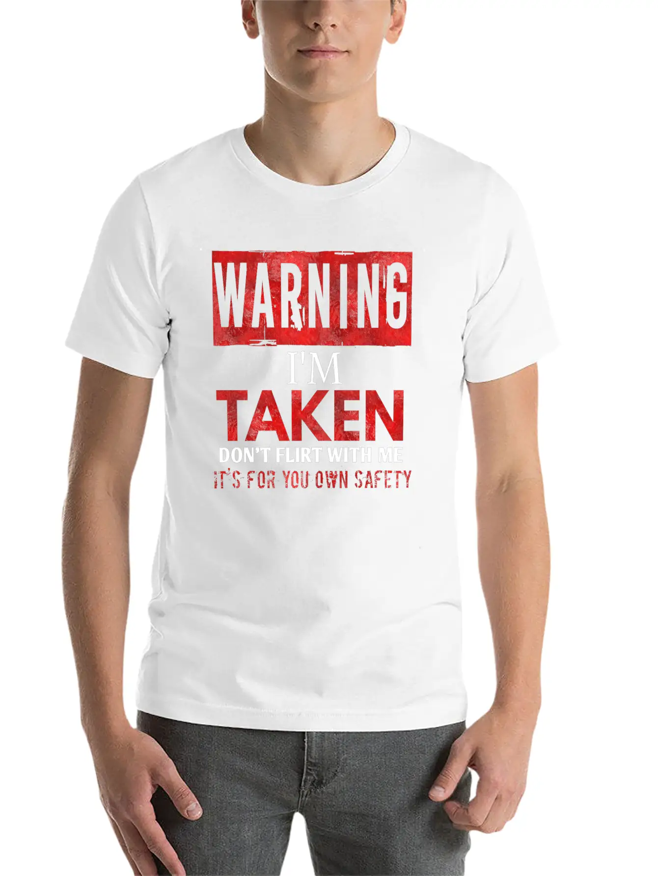 Warning I'm Taken Don't Flirt With Me Basic Graphic T-Shirt – Daily Comfort In Soft Cotton