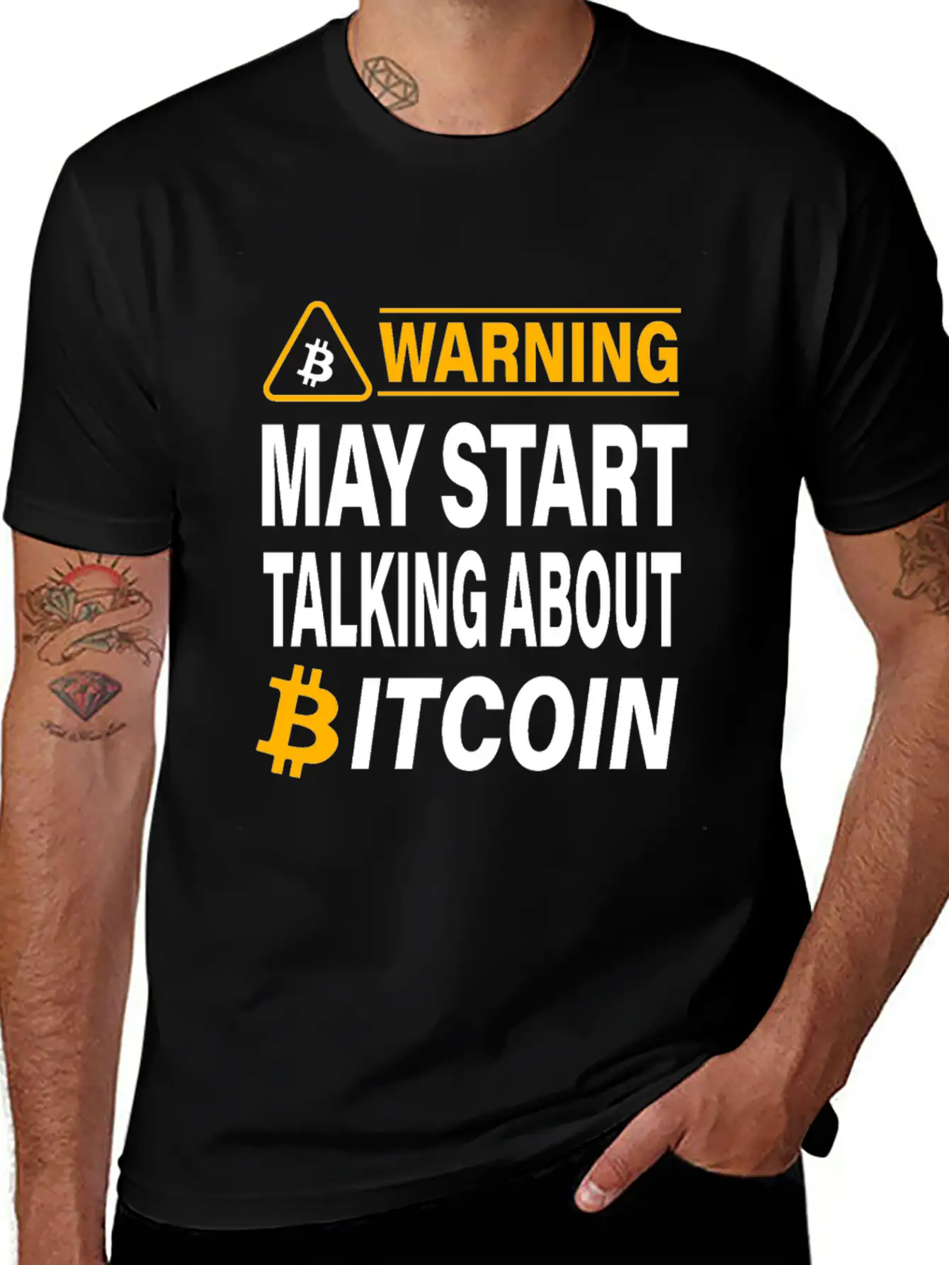 Warning May Start Talking About Bitcoin BTC Unisex Casual T-Shirt – Clean Design For Daily Comfort