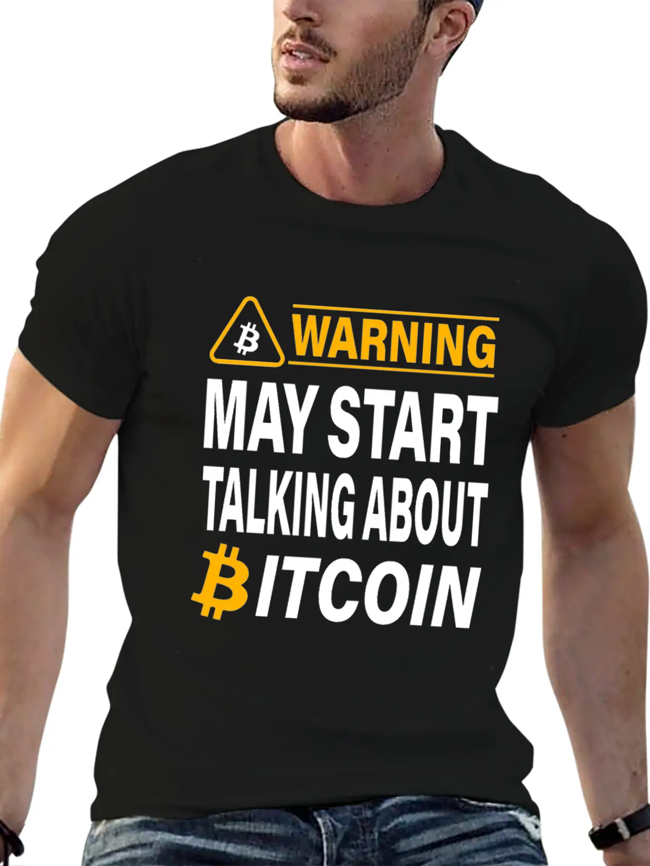 Warning May Start Talking About Bitcoin BTC Unisex Casual T-Shirt – Clean Design For Daily Comfort