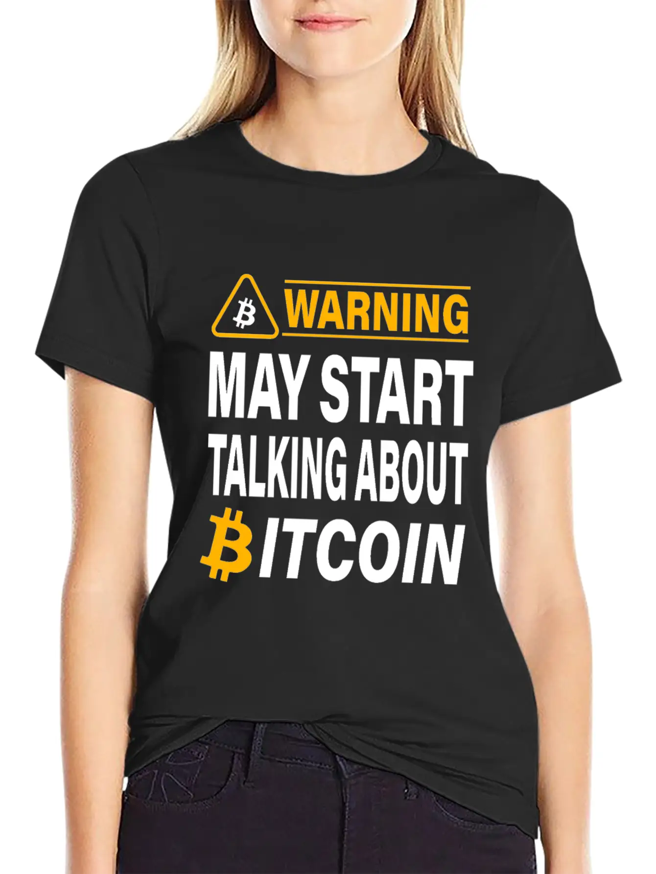 Warning May Start Talking About Bitcoin BTC Unisex Casual T-Shirt – Clean Design For Daily Comfort