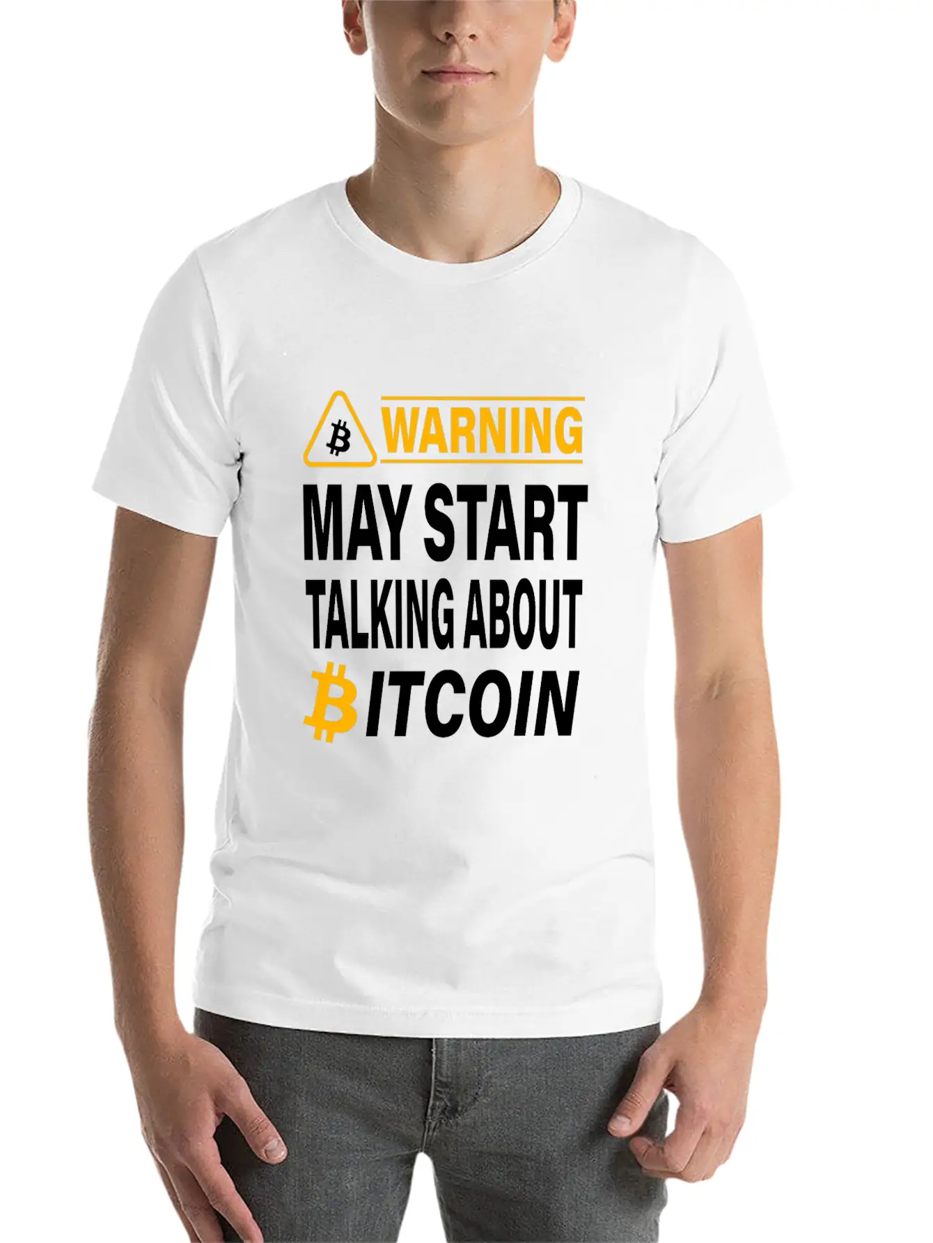 Warning May Start Talking About Bitcoin BTC Unisex Casual T-Shirt – Clean Design For Daily Comfort