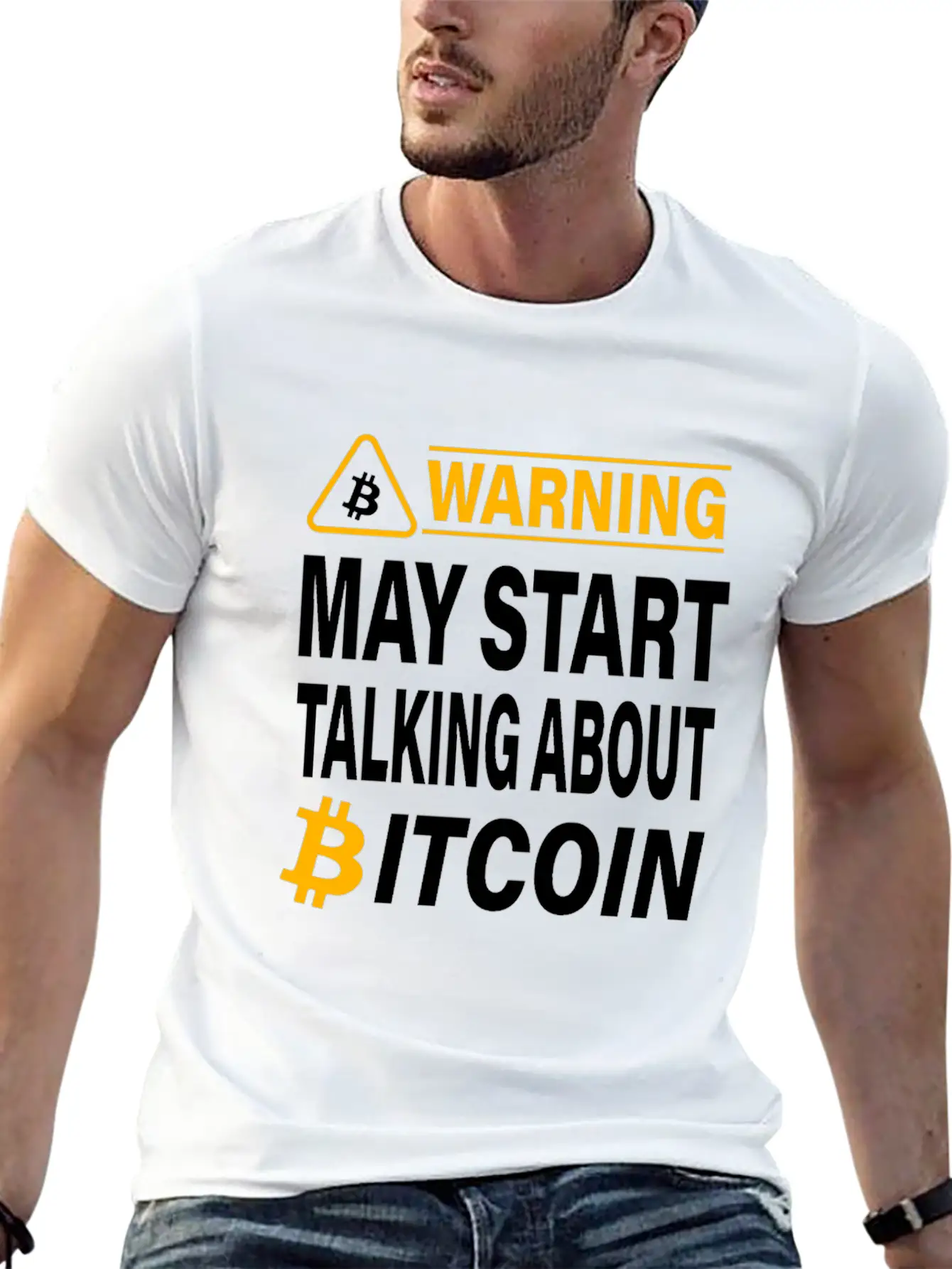 Warning May Start Talking About Bitcoin BTC Unisex Casual T-Shirt – Clean Design For Daily Comfort