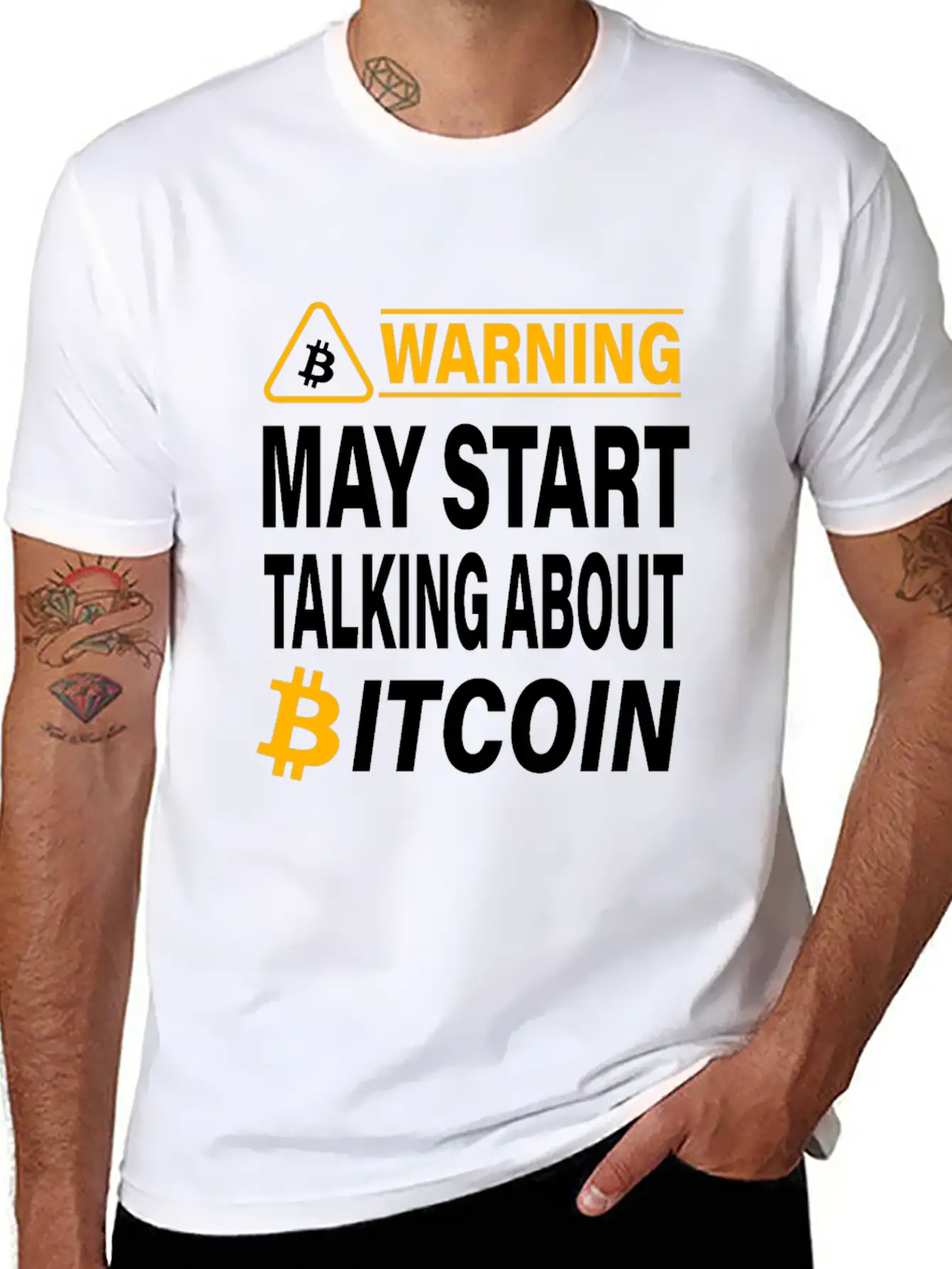 Warning May Start Talking About Bitcoin BTC Unisex Casual T-Shirt – Clean Design For Daily Comfort