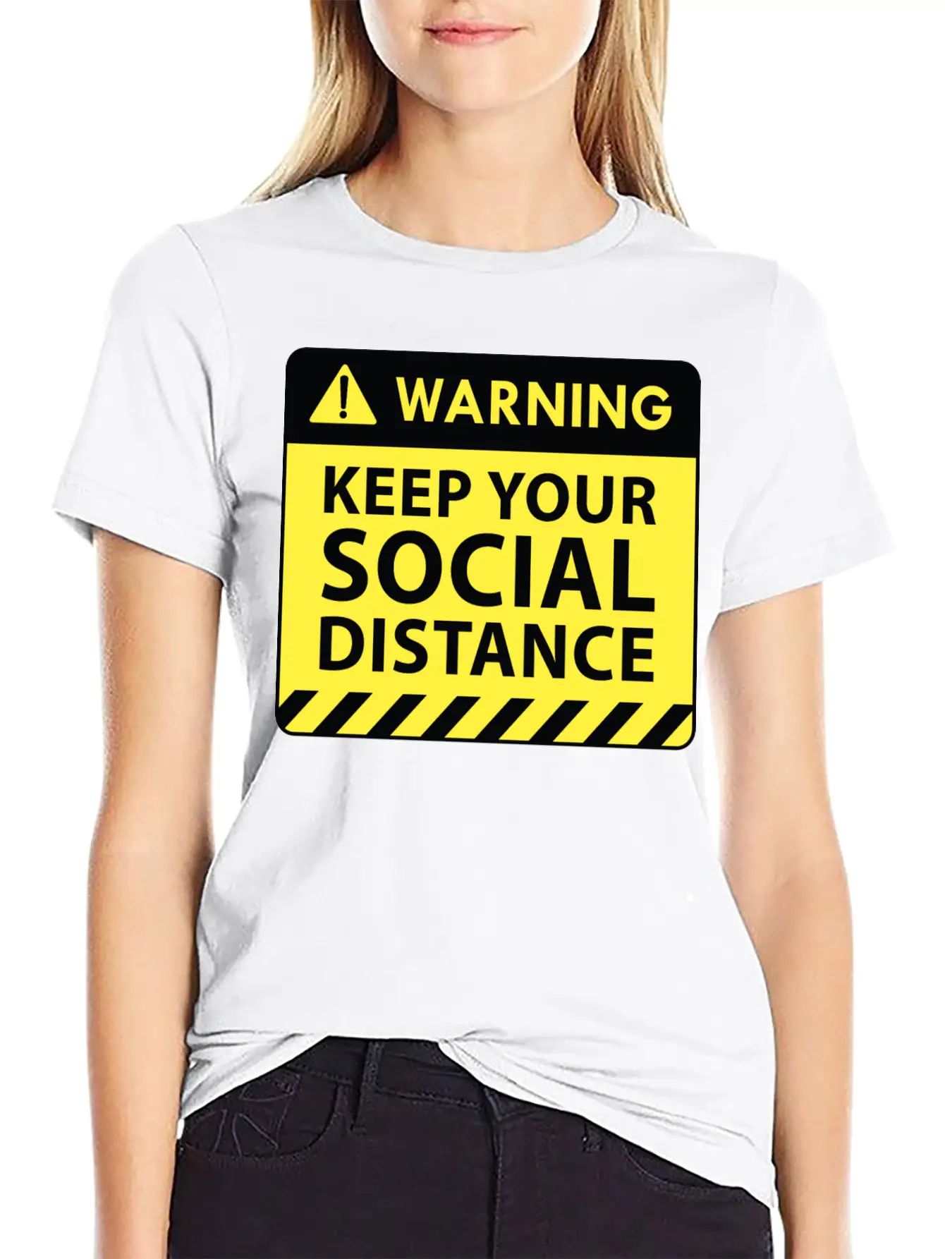 Warning Social Distance Basic Graphic T-Shirt – Daily Comfort In Soft Cotton