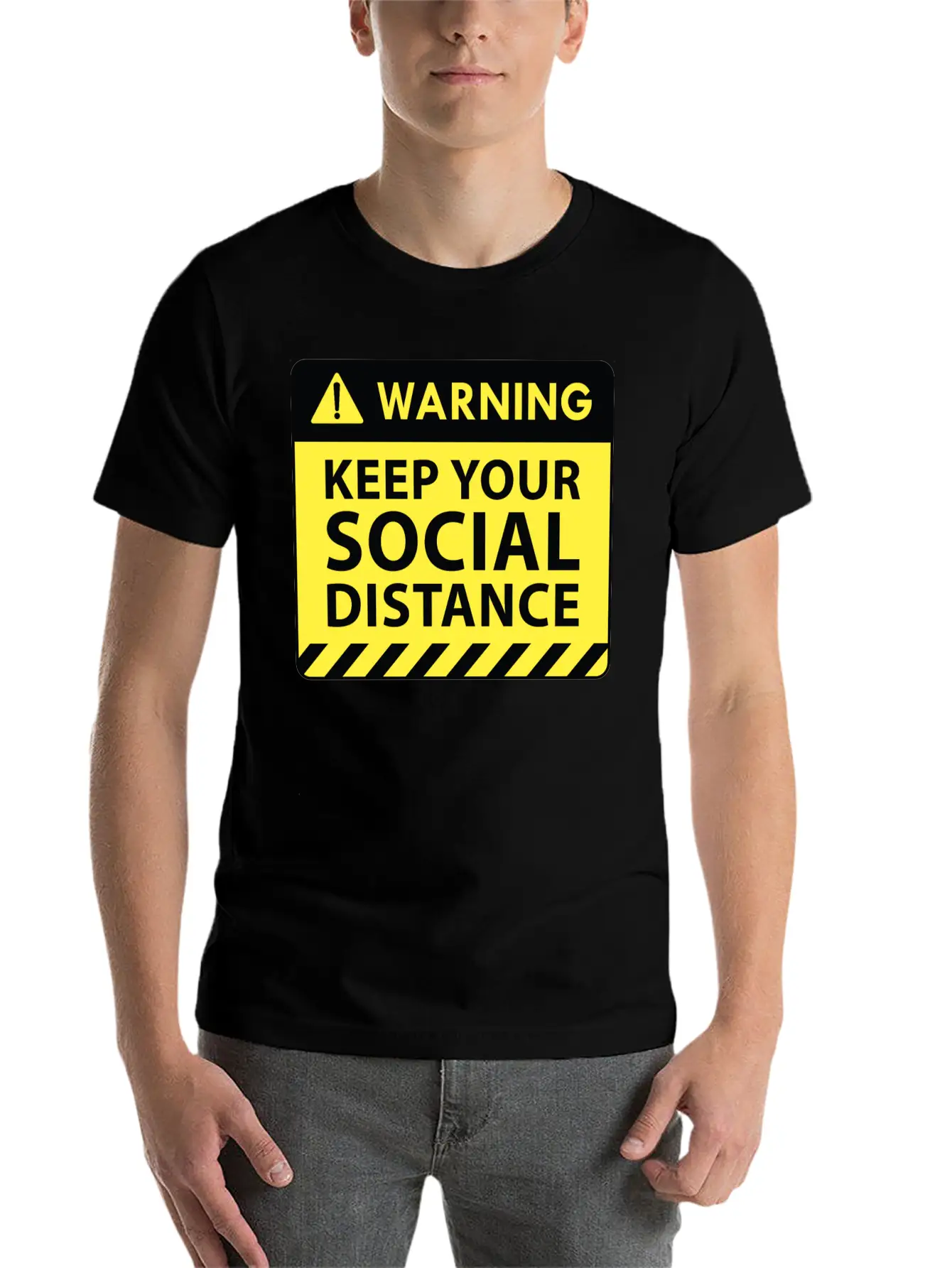 Warning Social Distance Basic Graphic T-Shirt – Daily Comfort In Soft Cotton