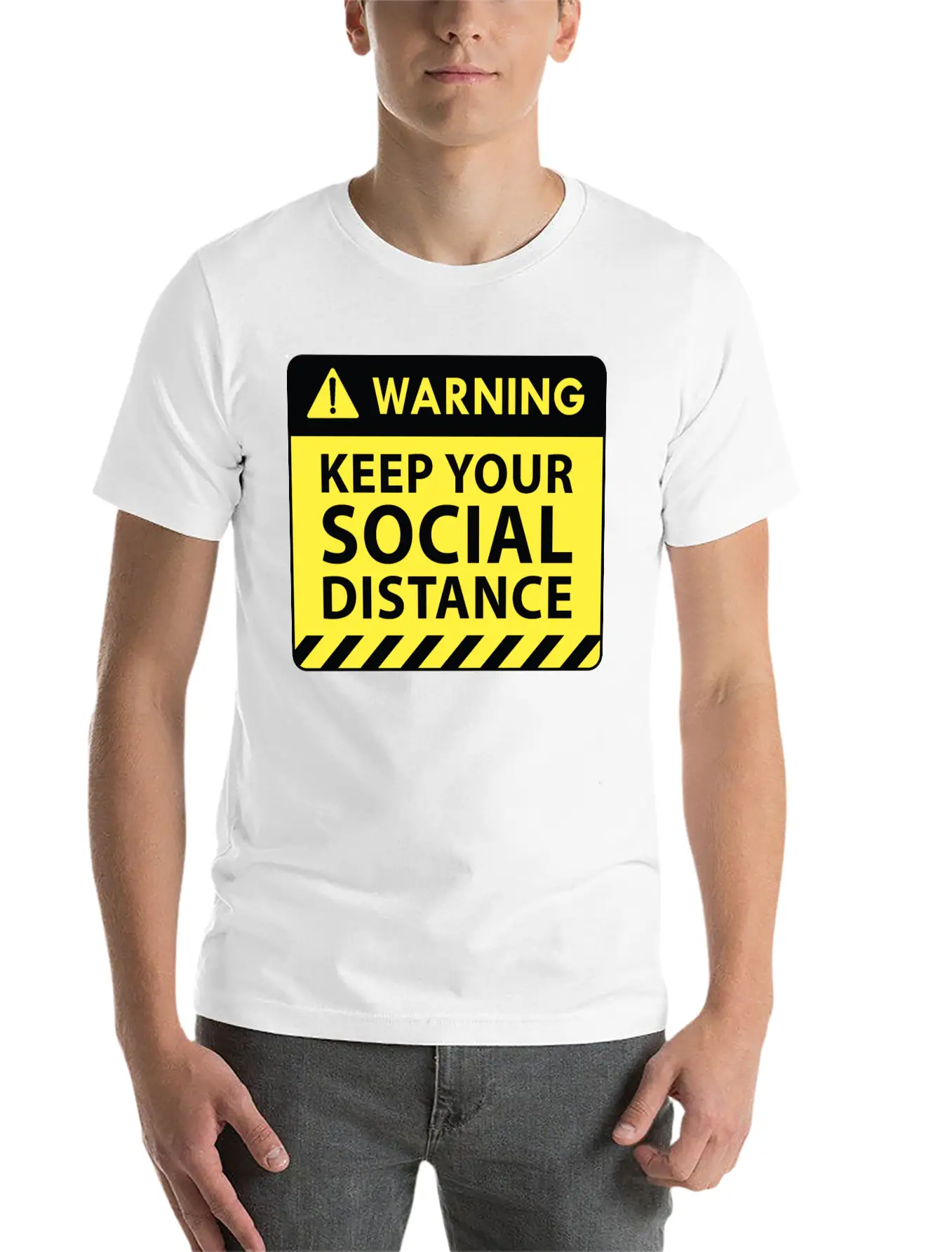 Warning Social Distance Basic Graphic T-Shirt – Daily Comfort In Soft Cotton