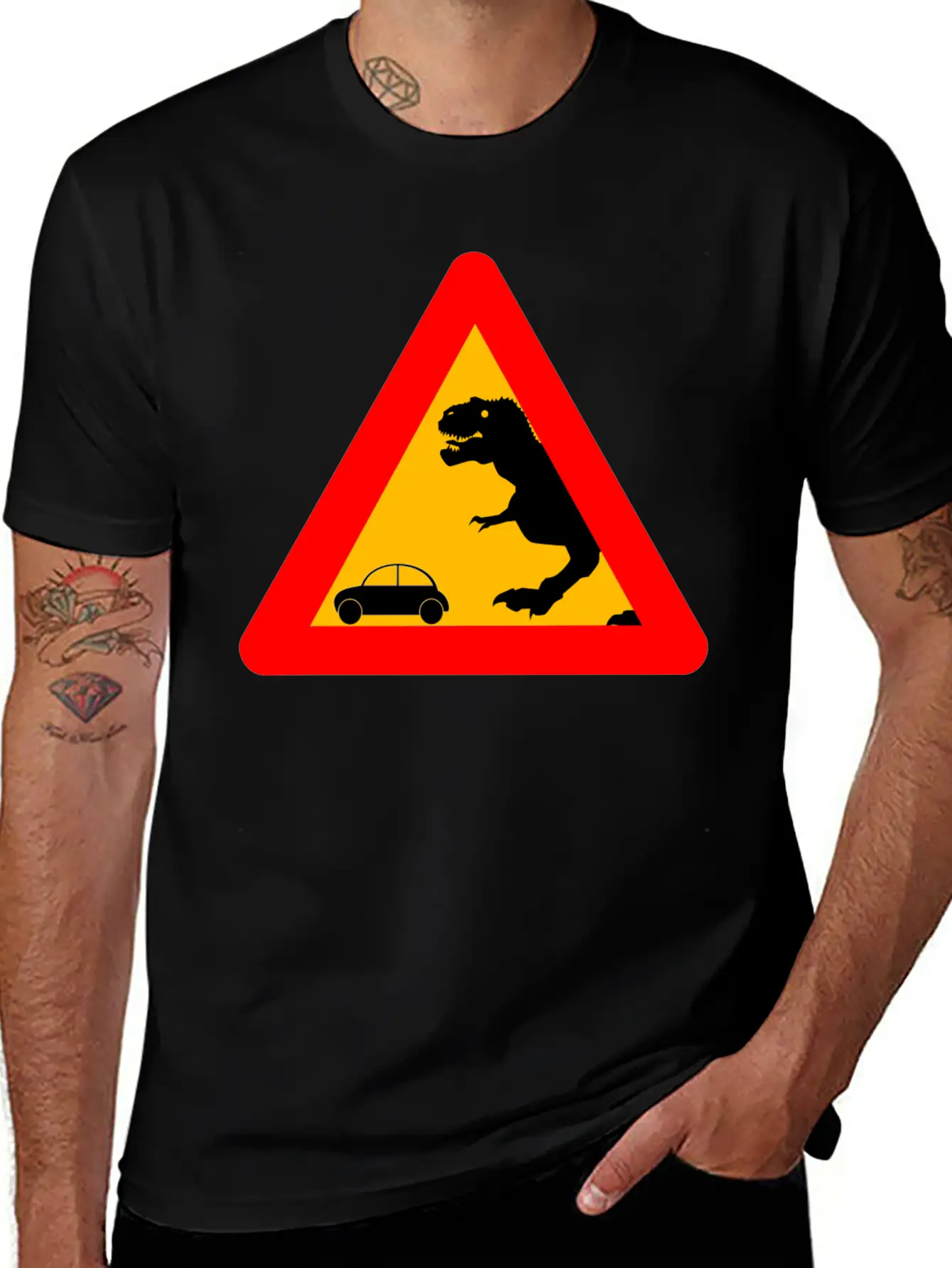 Warning Tyrannosaurus Rex Trex Dinosaurier Lightweight Cotton T-Shirt – Daily Comfort Graphic Shirt