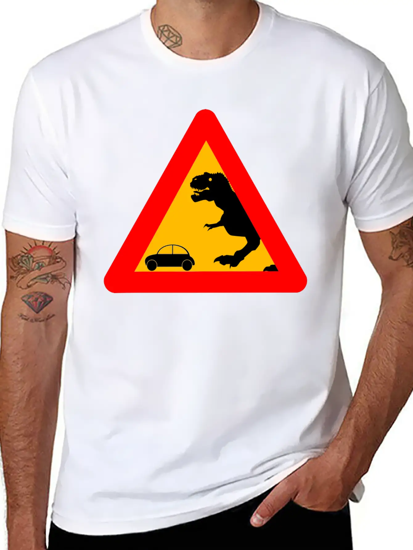 Warning Tyrannosaurus Rex Trex Dinosaurier Lightweight Cotton T-Shirt – Daily Comfort Graphic Shirt