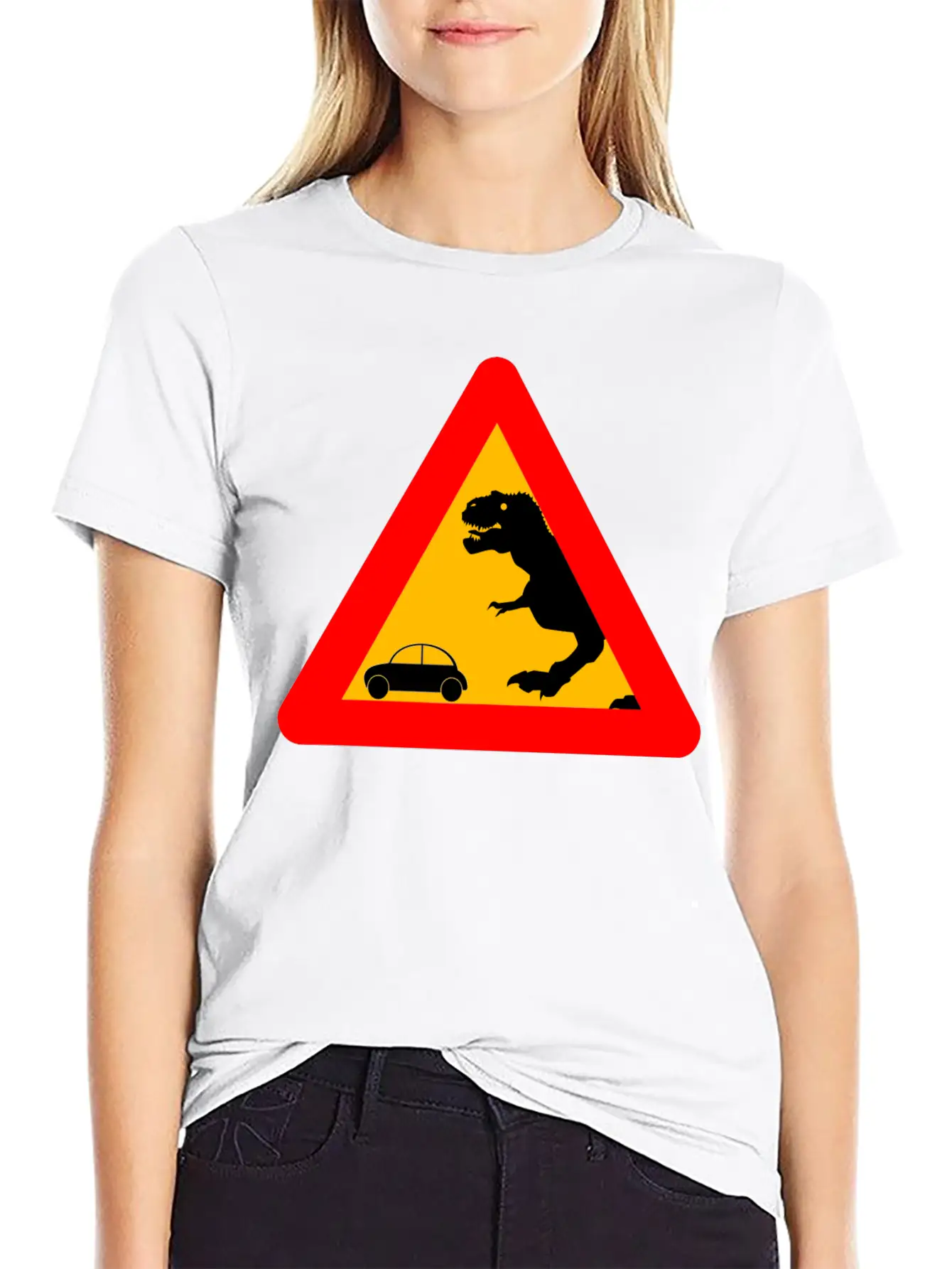 Warning Tyrannosaurus Rex Trex Dinosaurier Lightweight Cotton T-Shirt – Daily Comfort Graphic Shirt
