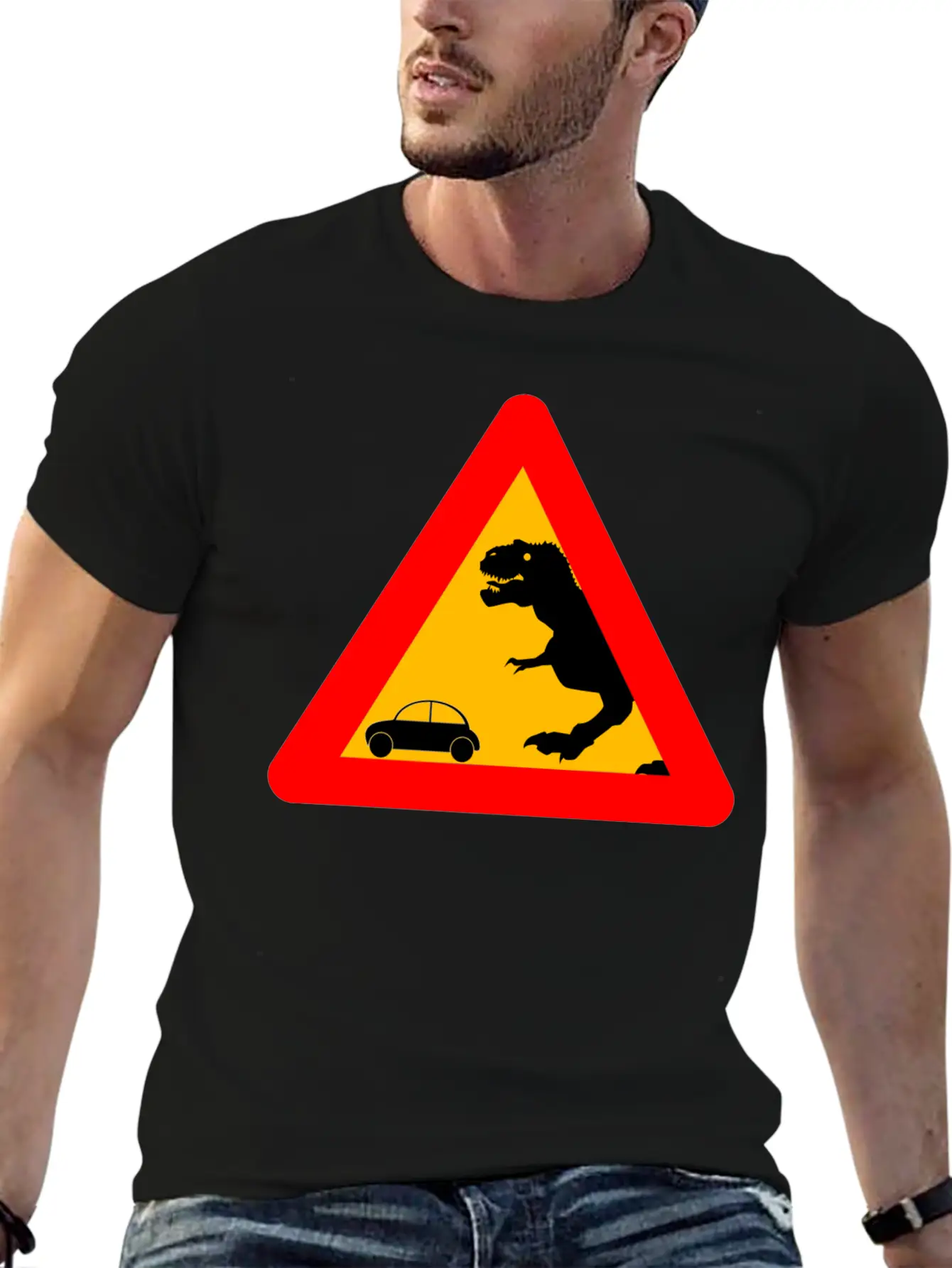 Warning Tyrannosaurus Rex Trex Dinosaurier Lightweight Cotton T-Shirt – Daily Comfort Graphic Shirt