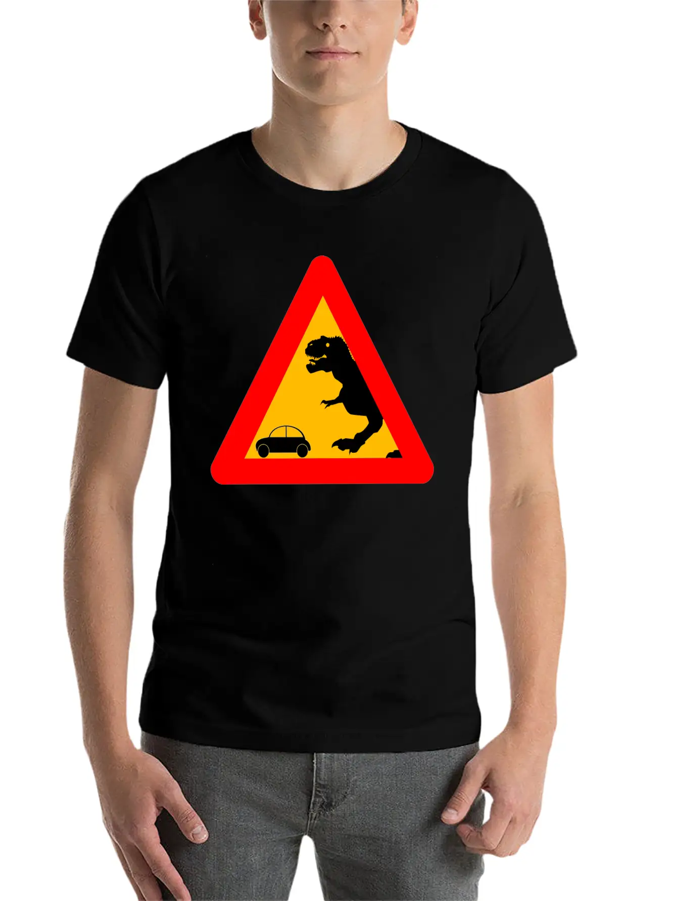 Warning Tyrannosaurus Rex Trex Dinosaurier Lightweight Cotton T-Shirt – Daily Comfort Graphic Shirt