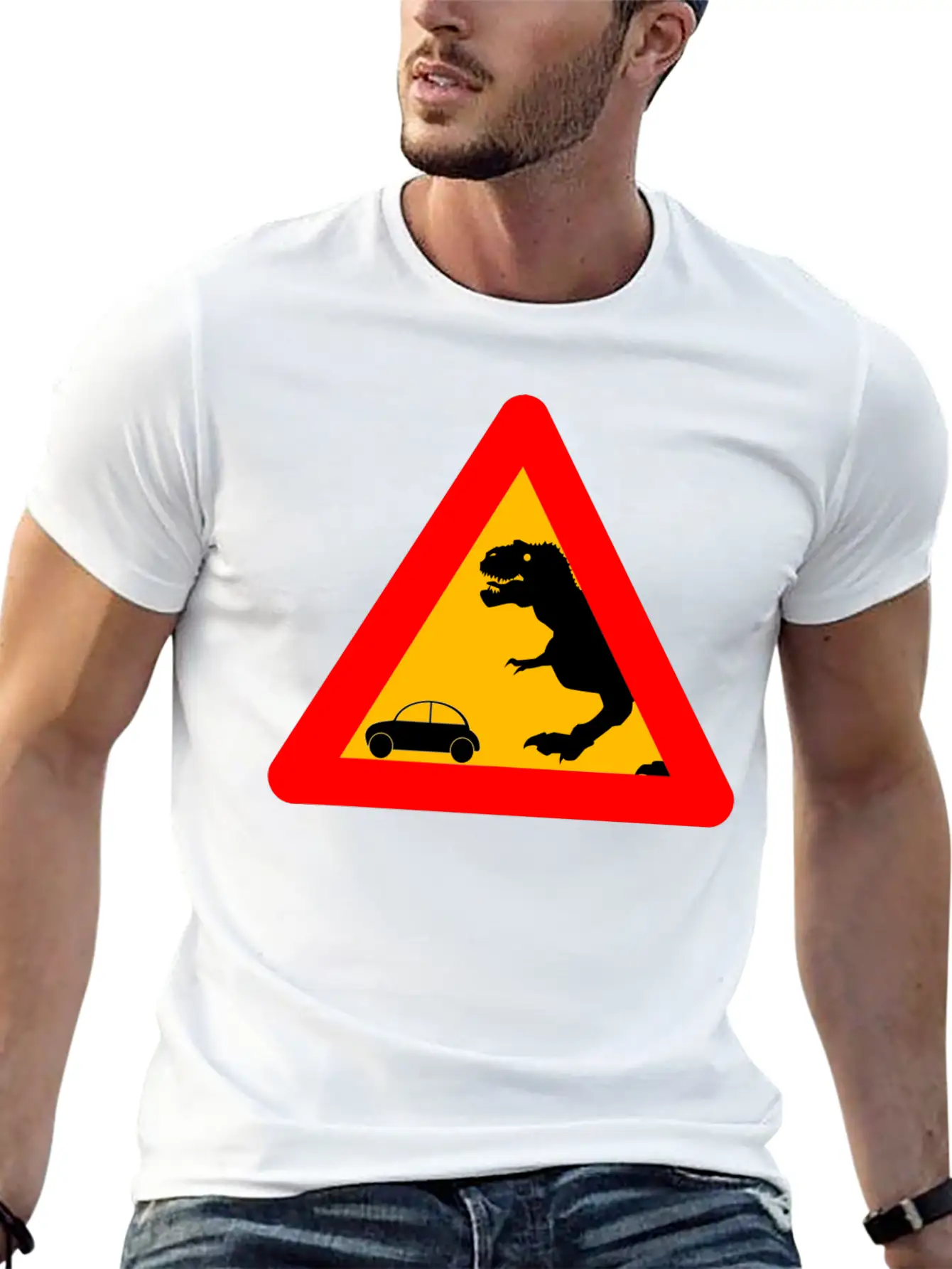 Warning Tyrannosaurus Rex Trex Dinosaurier Lightweight Cotton T-Shirt – Daily Comfort Graphic Shirt
