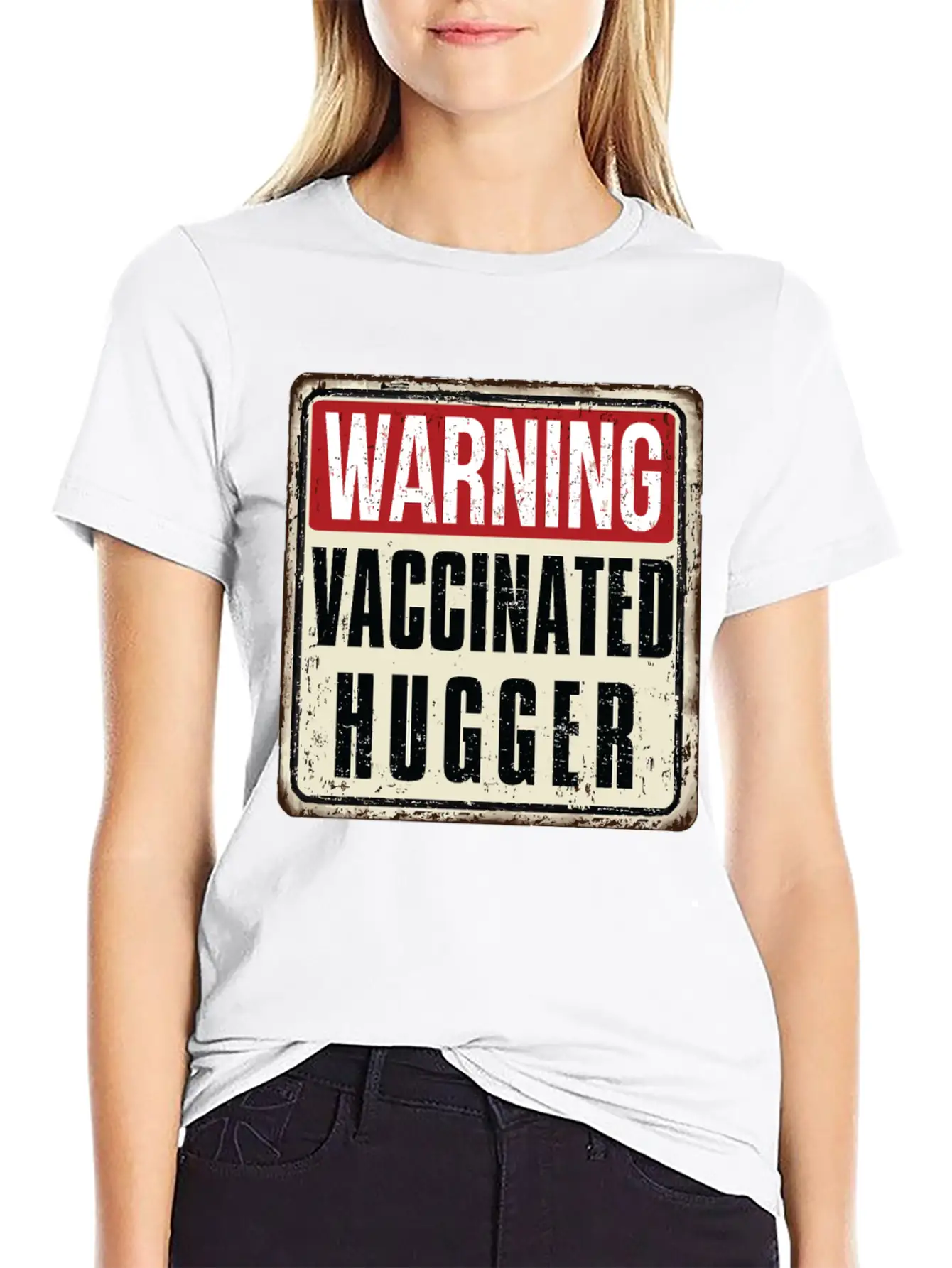 WARNING Vaccinated Hugger Basic Graphic T-Shirt – Daily Comfort In Soft Cotton