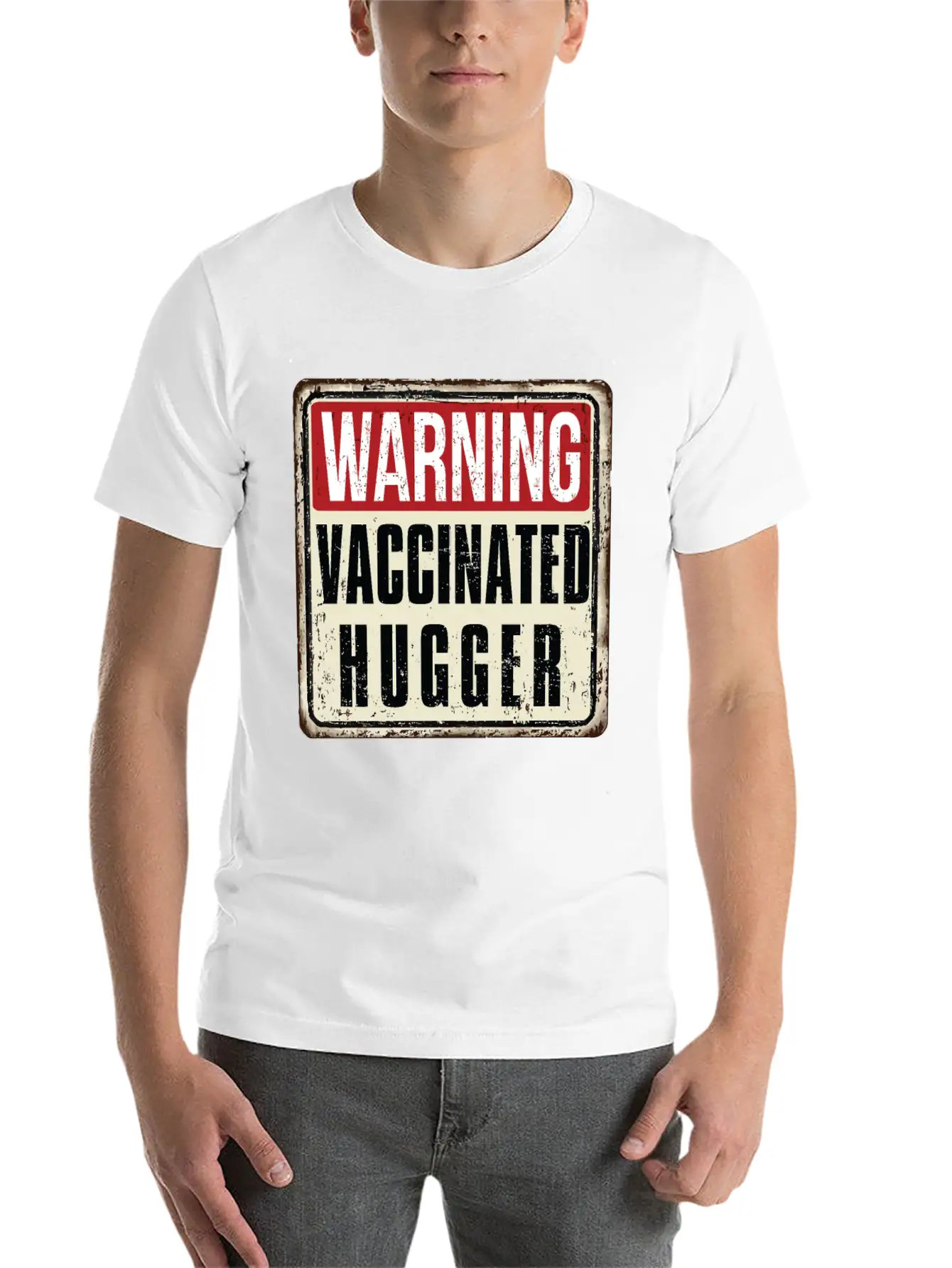 WARNING Vaccinated Hugger Basic Graphic T-Shirt – Daily Comfort In Soft Cotton