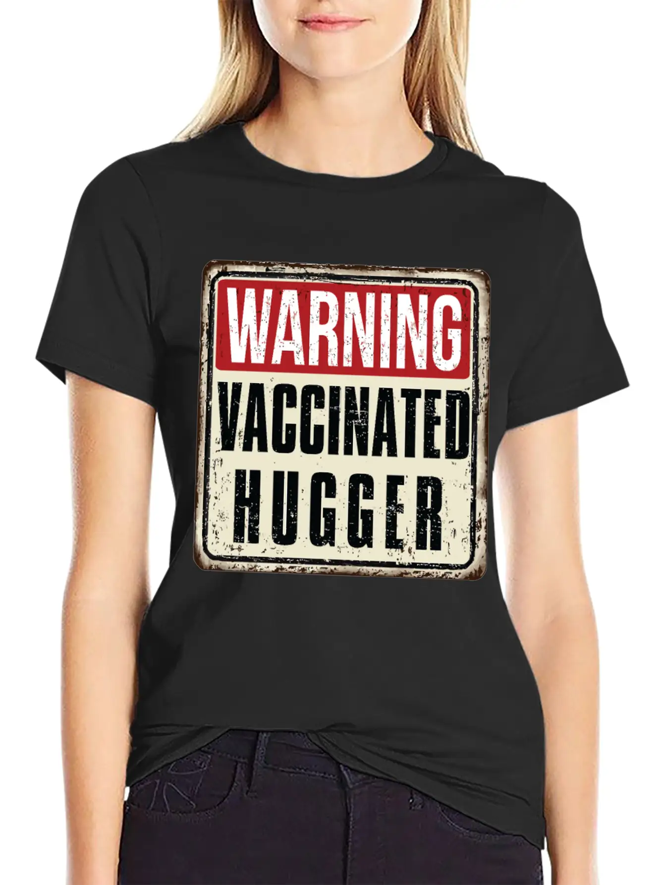 WARNING Vaccinated Hugger Basic Graphic T-Shirt – Daily Comfort In Soft Cotton