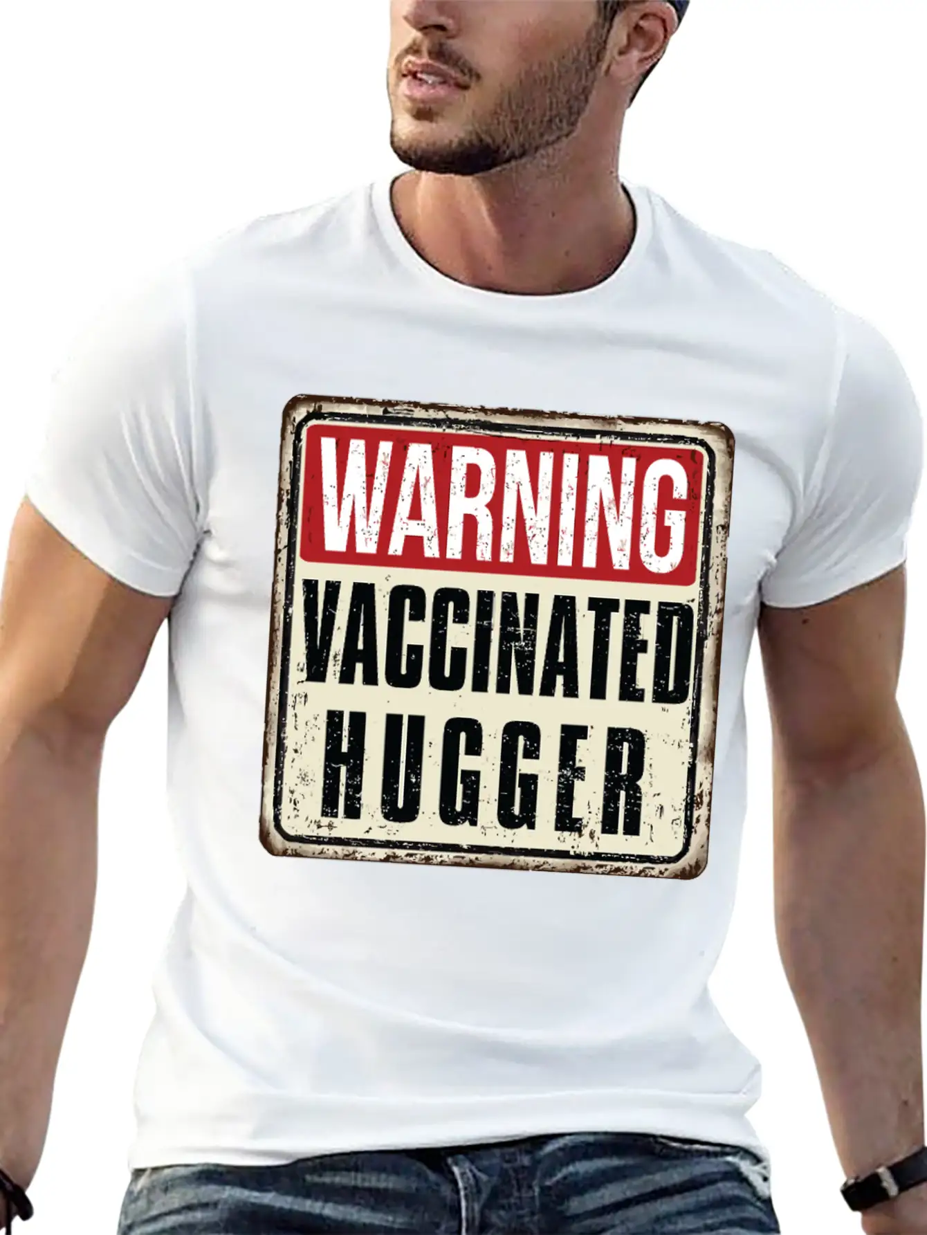 WARNING Vaccinated Hugger Basic Graphic T-Shirt – Daily Comfort In Soft Cotton