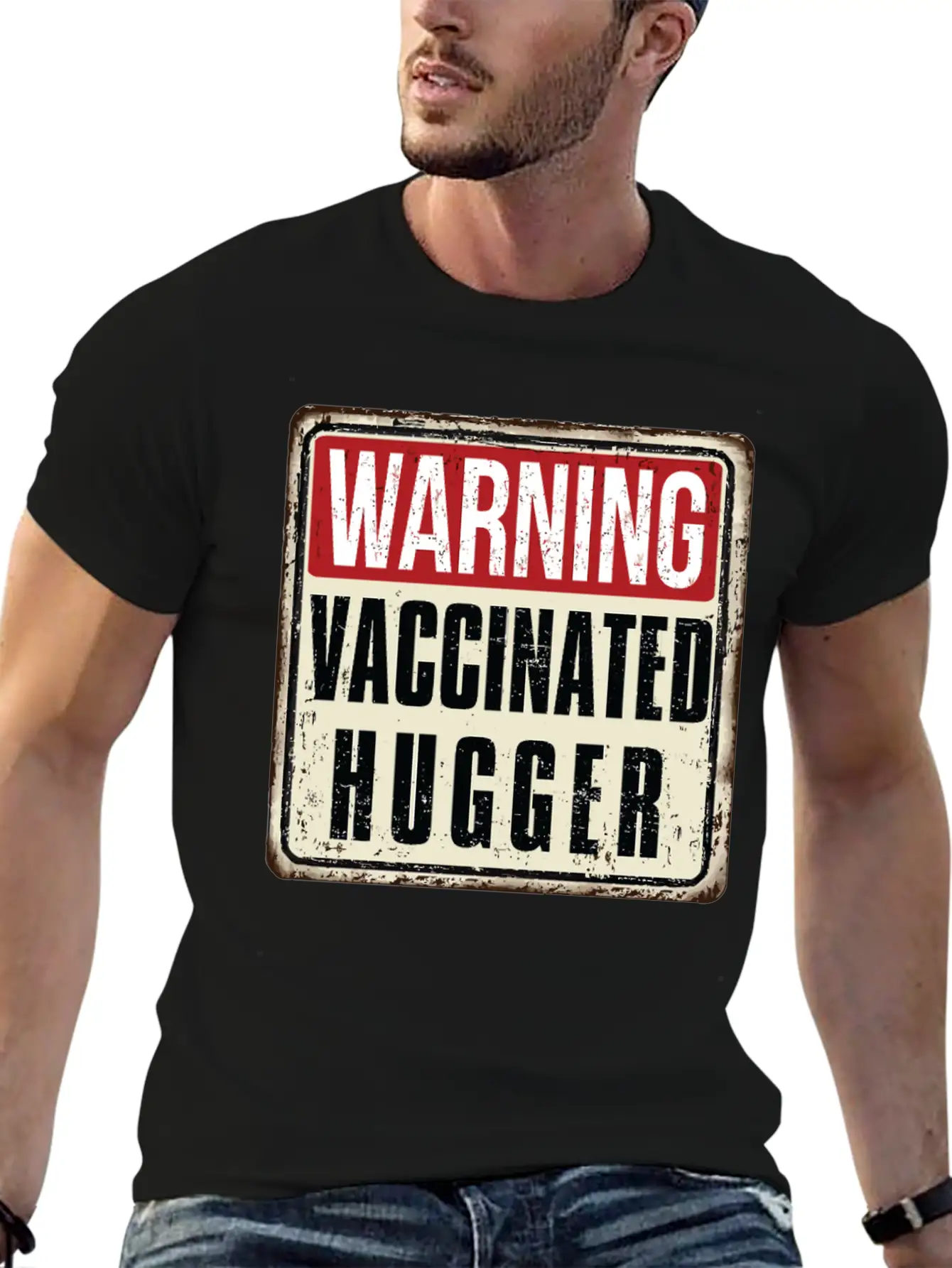 WARNING Vaccinated Hugger Basic Graphic T-Shirt – Daily Comfort In Soft Cotton