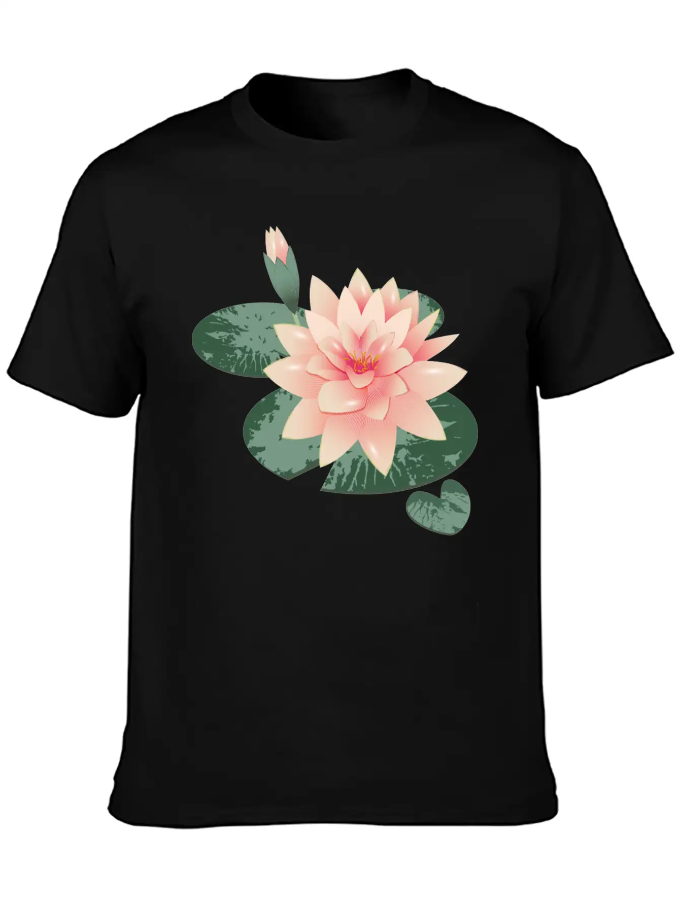 Water Lily Flower With Bud In Water Lily Pond Basic Graphic T-Shirt – Daily Comfort In Soft Cotton