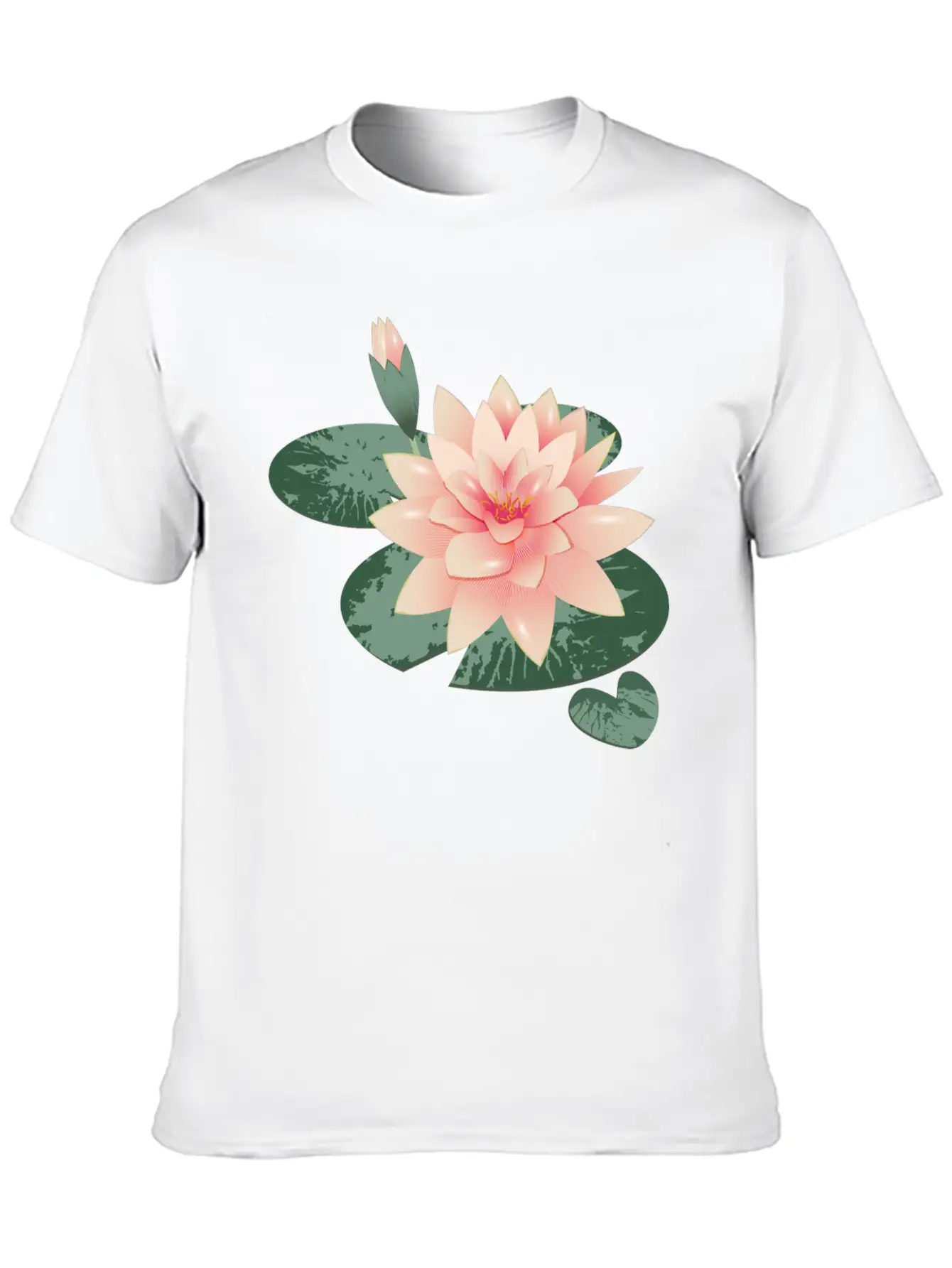 Water Lily Flower With Bud In Water Lily Pond Basic Graphic T-Shirt – Daily Comfort In Soft Cotton