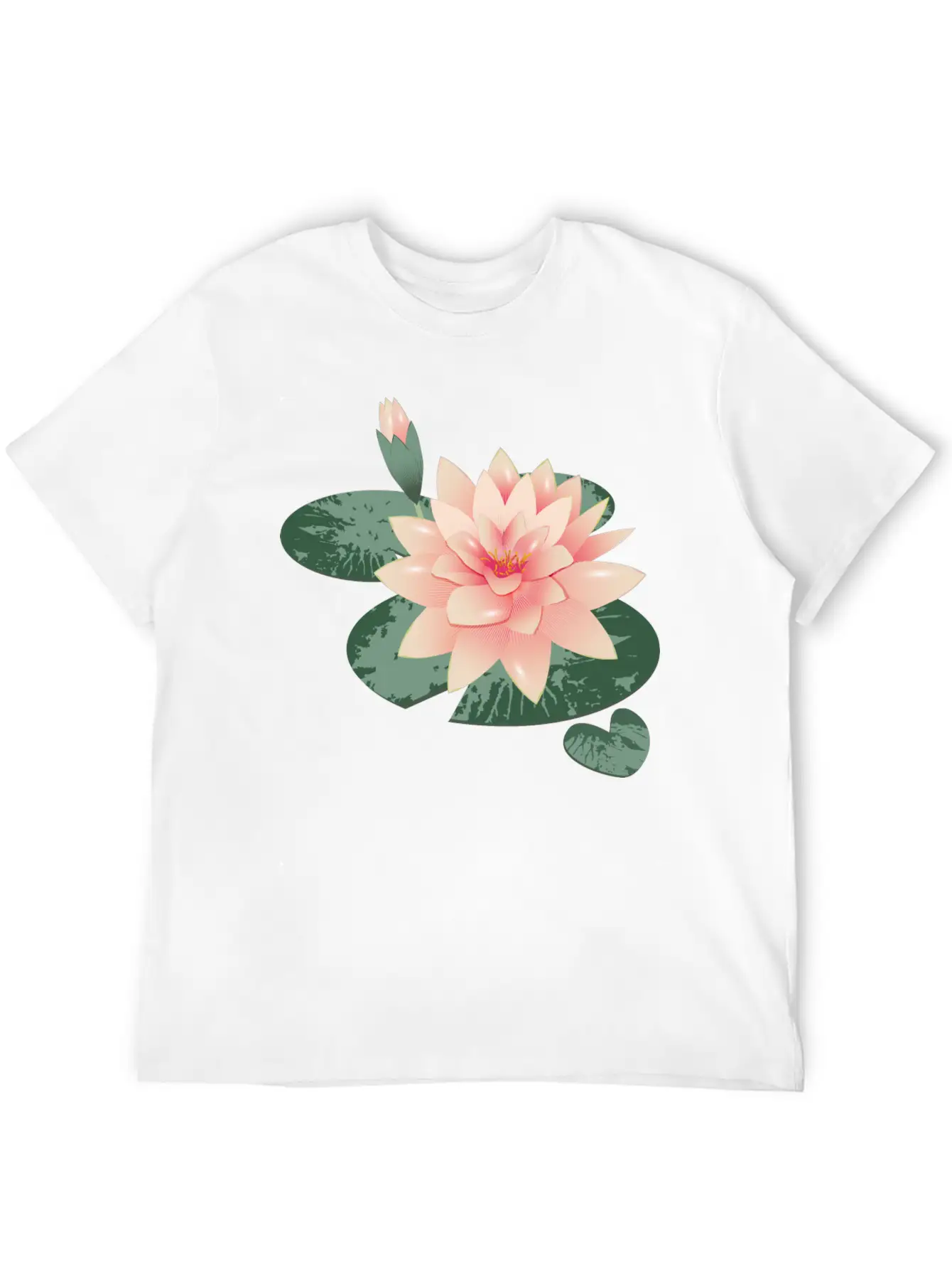 Water Lily Flower With Bud In Water Lily Pond Basic Graphic T-Shirt – Daily Comfort In Soft Cotton