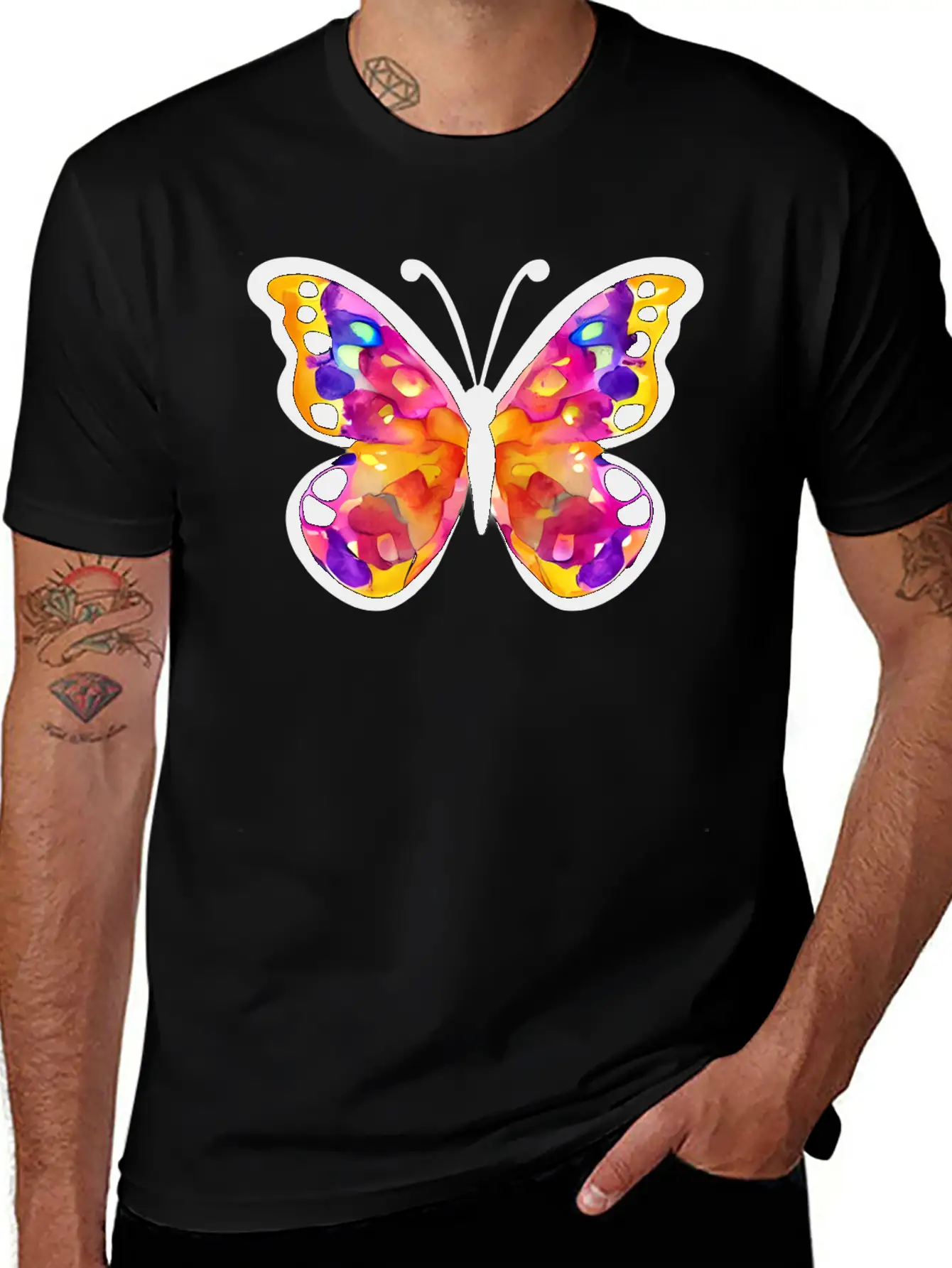Watercolor Butterfly Basic Graphic T-Shirt – Daily Comfort In Soft Cotton