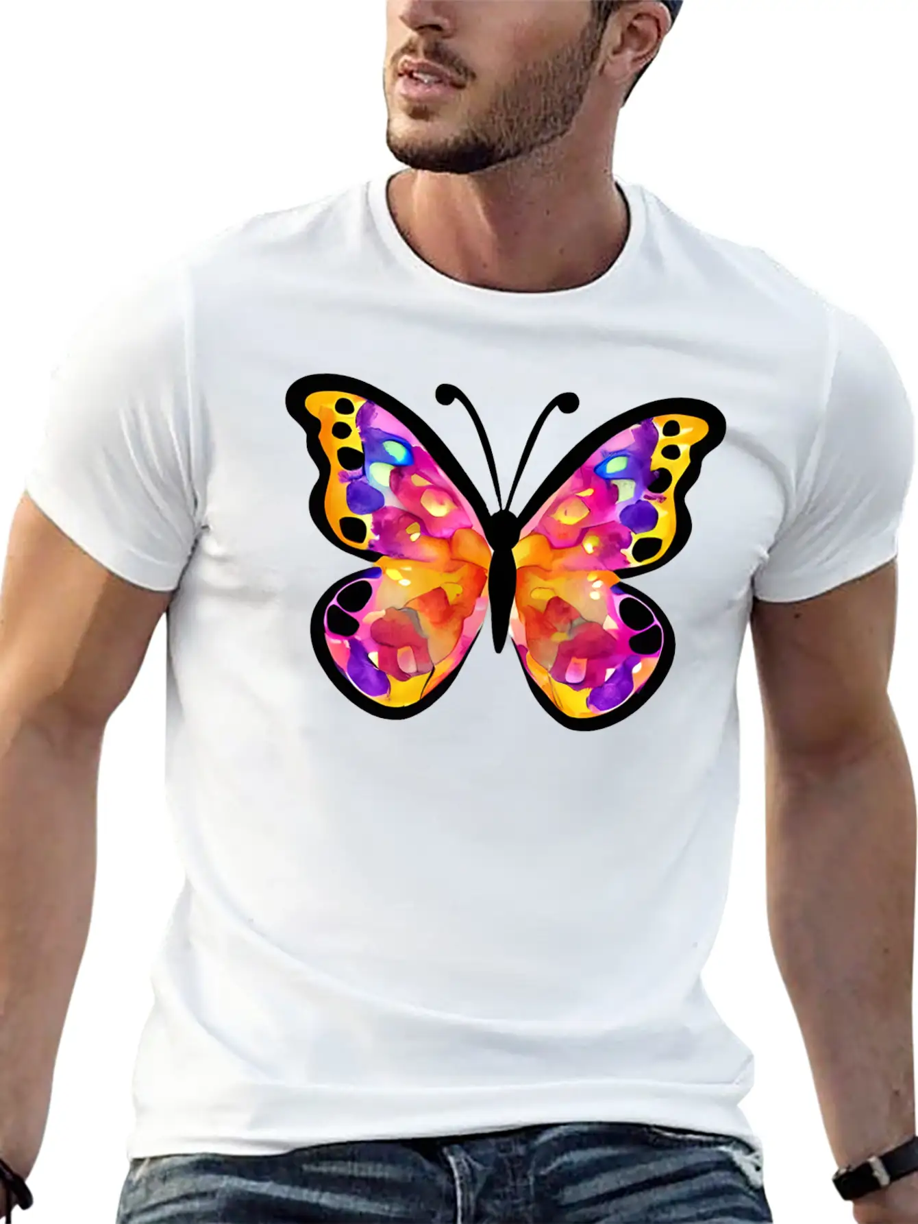 Watercolor Butterfly Basic Graphic T-Shirt – Daily Comfort In Soft Cotton