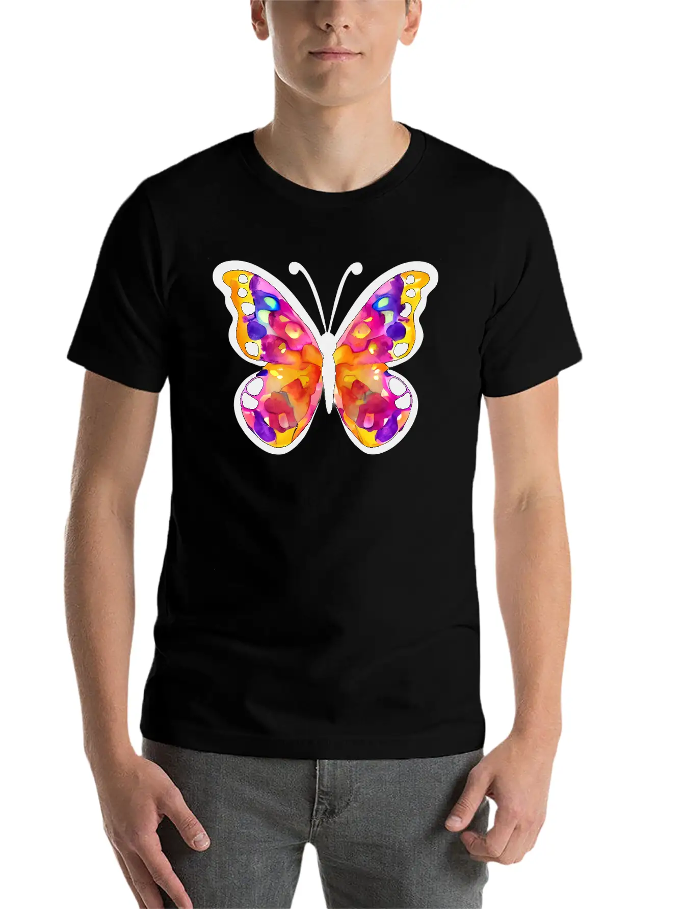 Watercolor Butterfly Basic Graphic T-Shirt – Daily Comfort In Soft Cotton