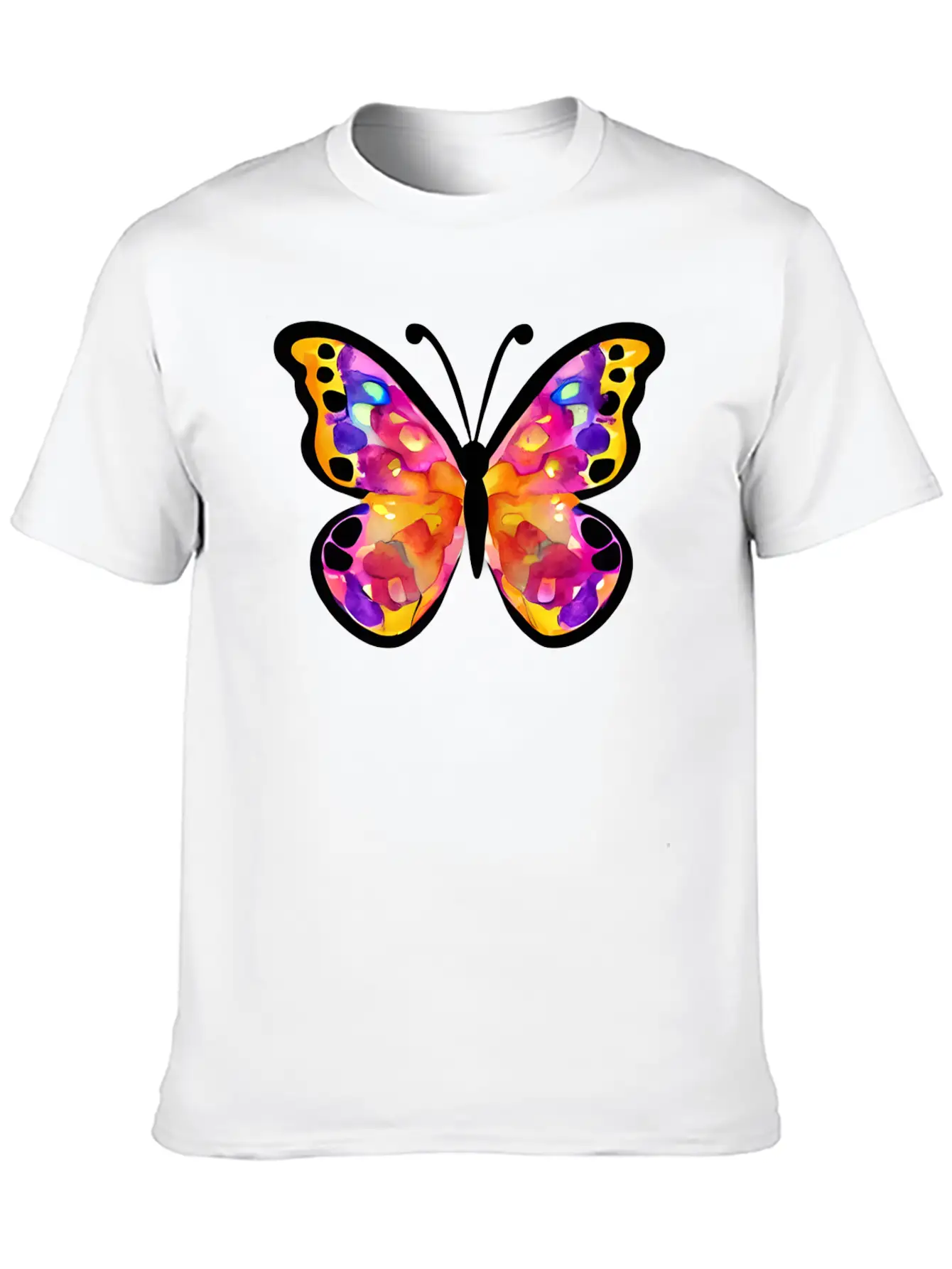 Watercolor Butterfly Basic Graphic T-Shirt – Daily Comfort In Soft Cotton