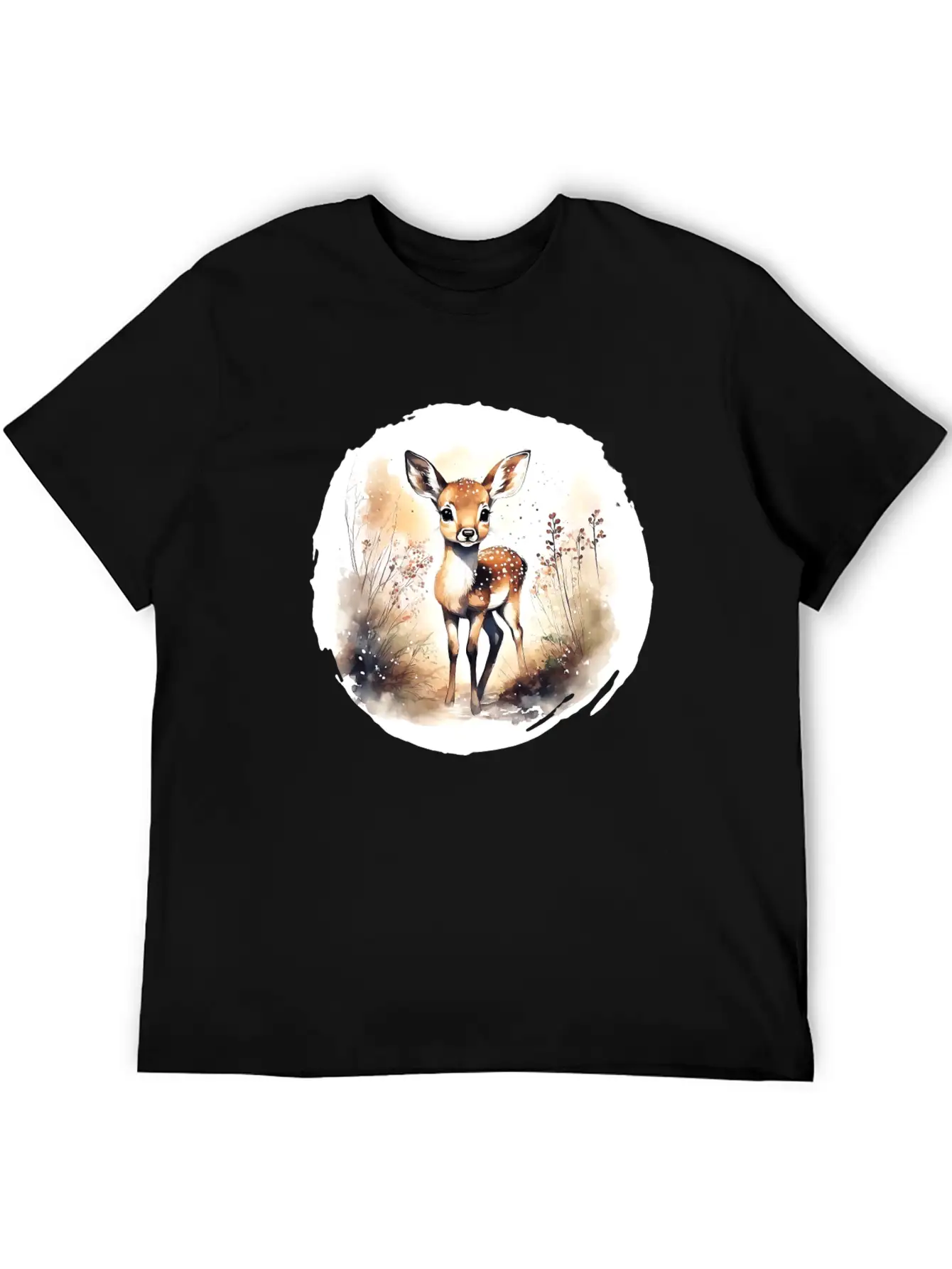 Watercolor Fawn Modern Fit Casual T-Shirt ��� Clean And Versatile Design